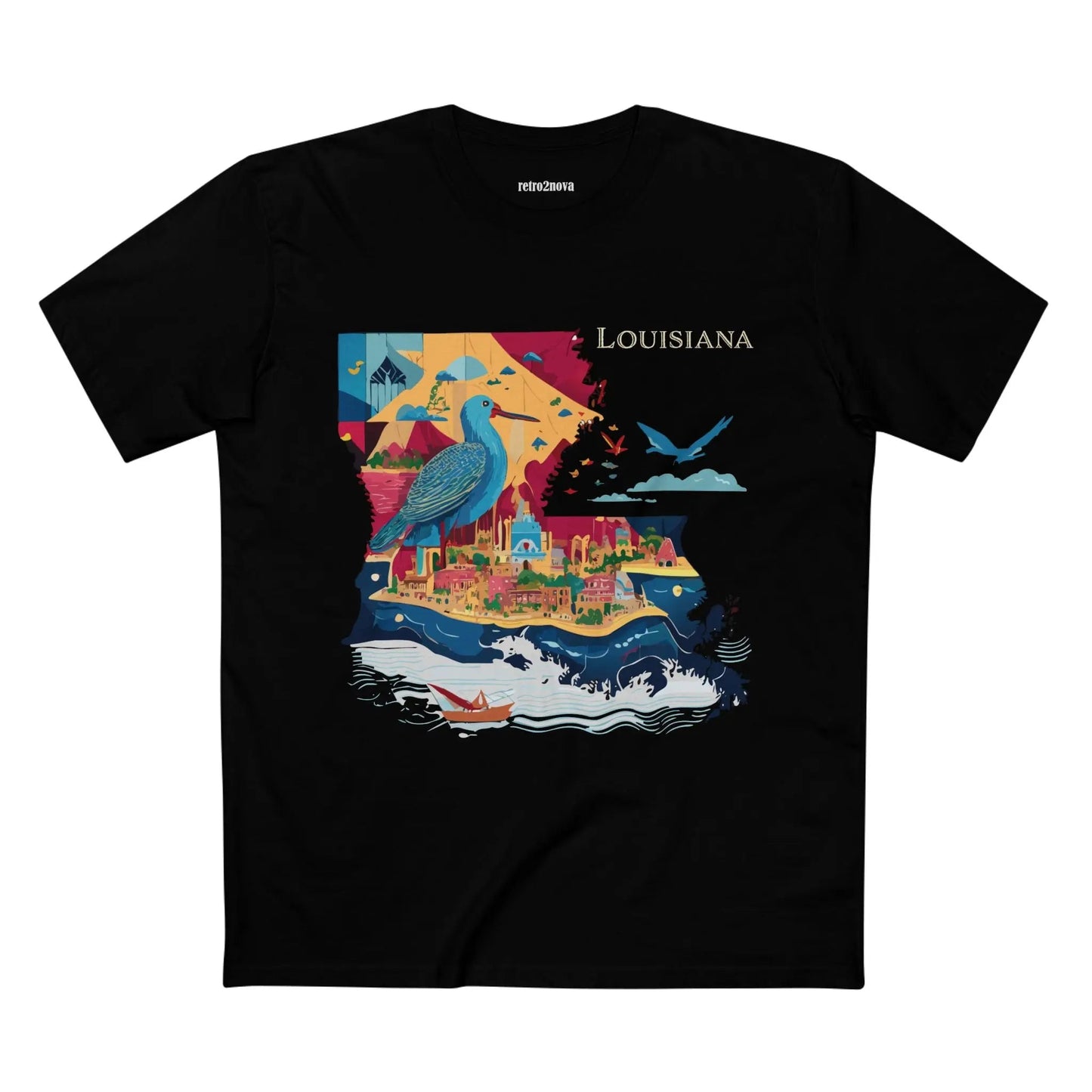 Louisiana State Shirt Unisex Premium Cotton Tee With Original Art Design From Retro2Nova Collection