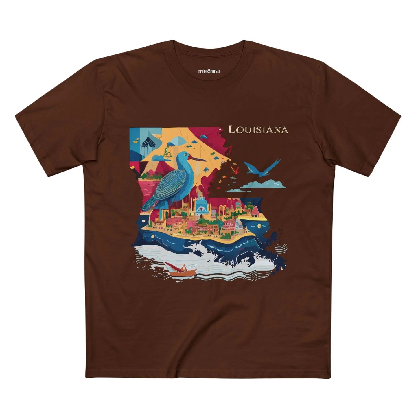 Louisiana State Shirt Unisex Premium Cotton Tee With Original Art Design From Retro2Nova Collection