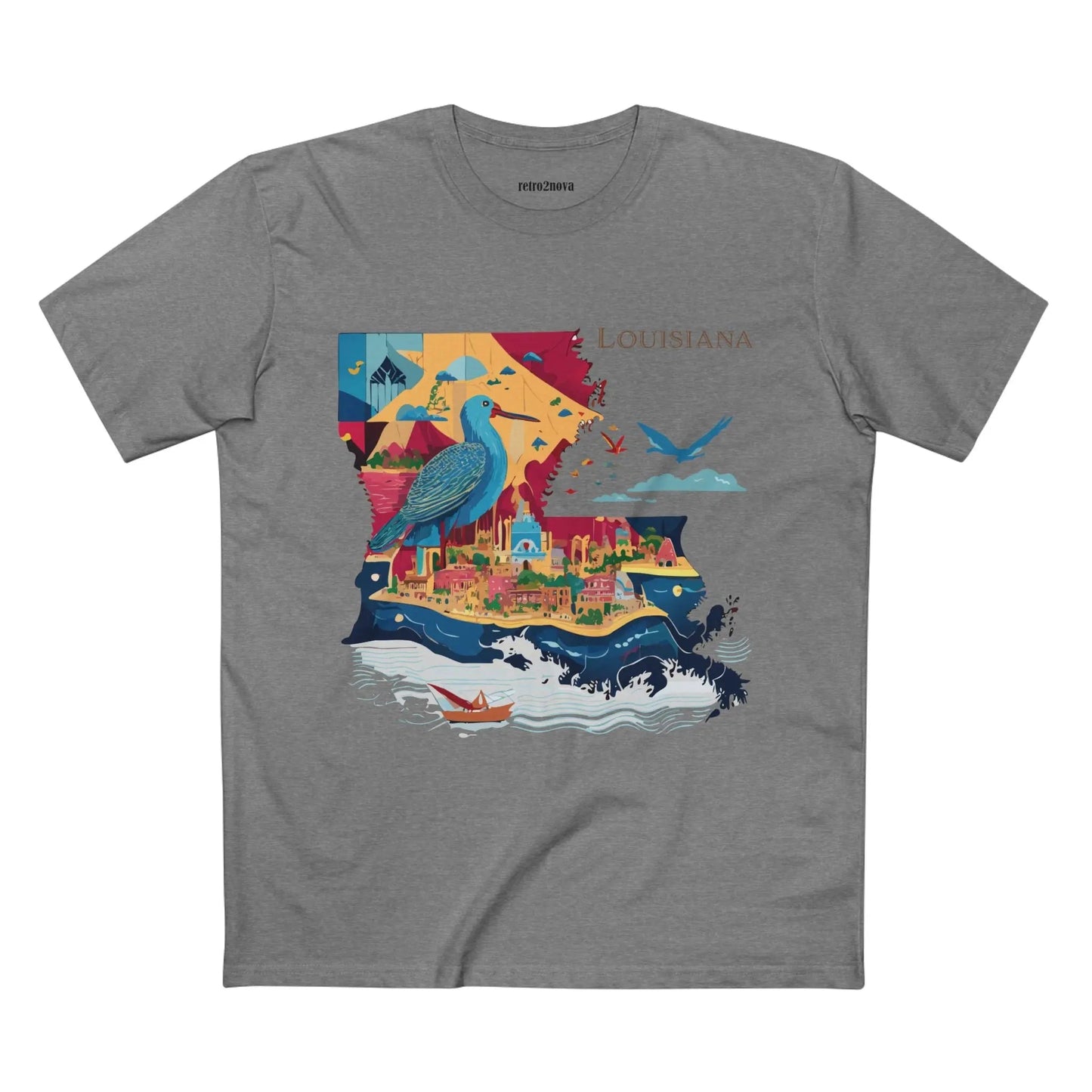 Louisiana State Shirt Unisex Premium Cotton Tee With Original Art Design From Retro2Nova Collection