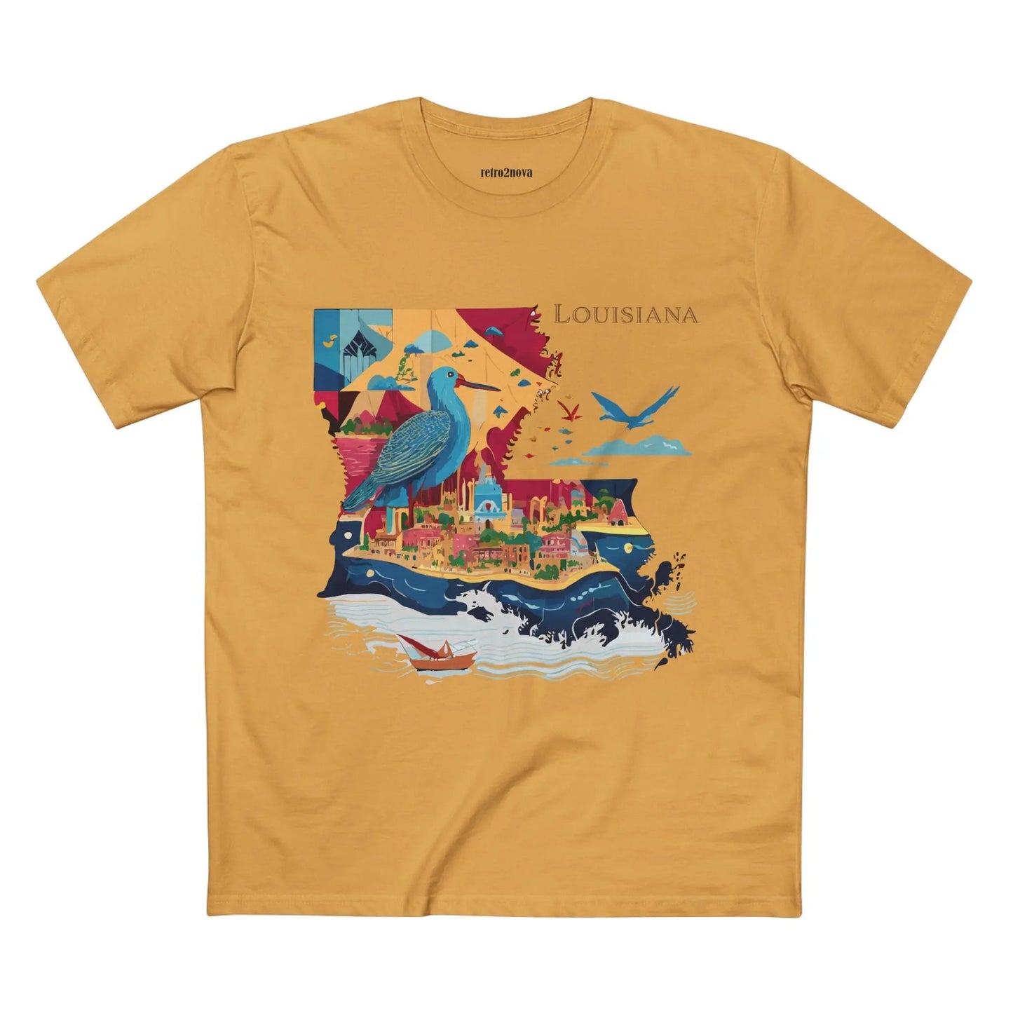 Louisiana State Shirt Unisex Premium Cotton Tee With Original Art Design From Retro2Nova Collection