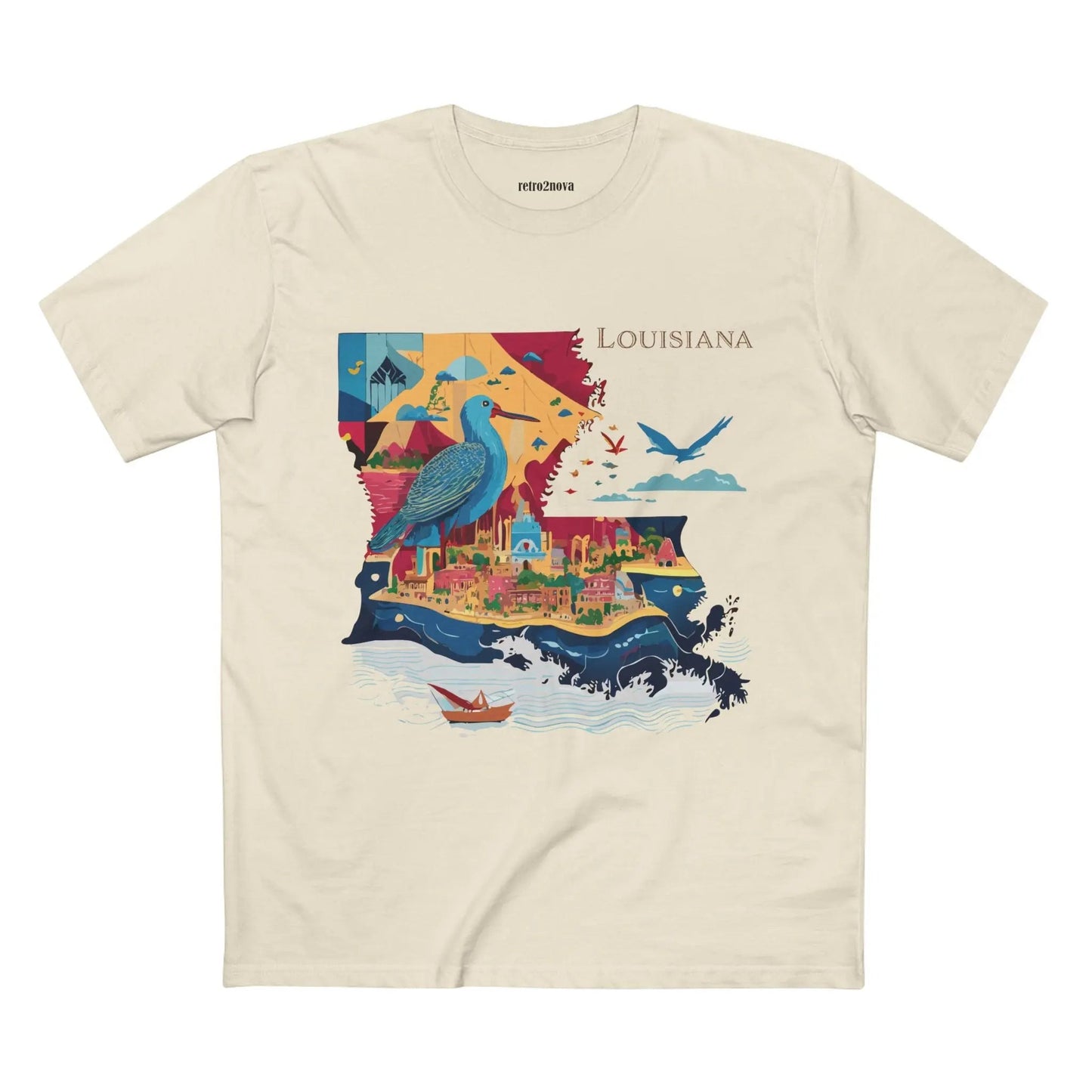 Louisiana State Shirt Unisex Premium Cotton Tee With Original Art Design From Retro2Nova Collection