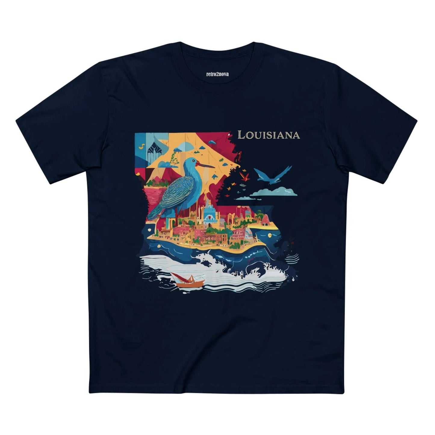 Louisiana State Shirt Unisex Premium Cotton Tee With Original Art Design From Retro2Nova Collection