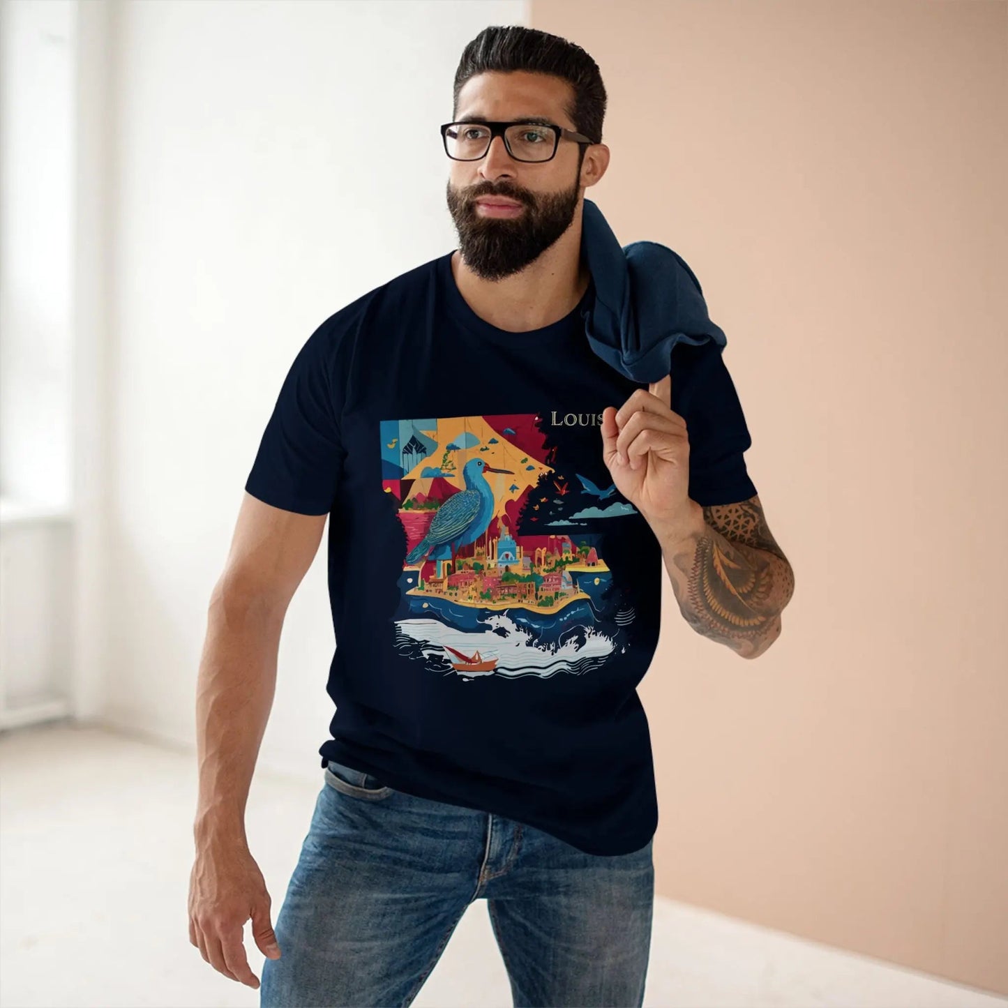 Louisiana State Shirt Unisex Premium Cotton Tee With Original Art Design From Retro2Nova Collection