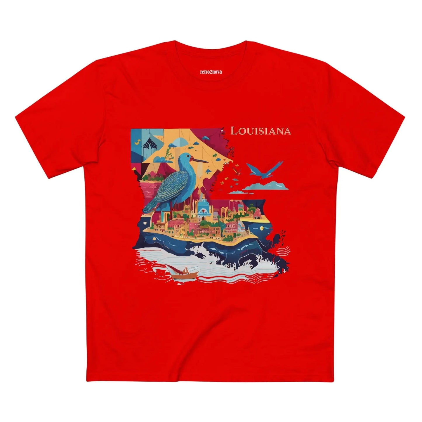 Louisiana State Shirt Unisex Premium Cotton Tee With Original Art Design From Retro2Nova Collection