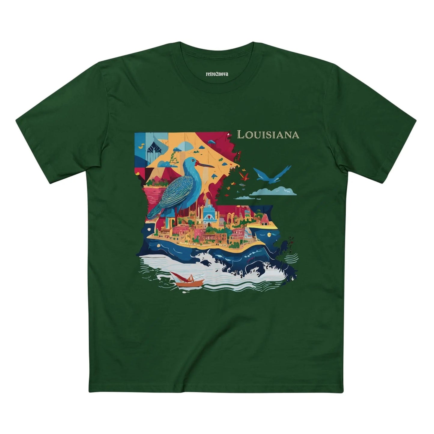 Louisiana State Shirt Unisex Premium Cotton Tee With Original Art Design From Retro2Nova Collection