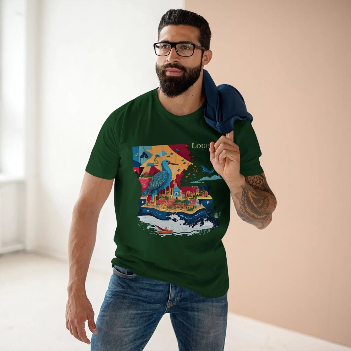 Louisiana State Shirt Unisex Premium Cotton Tee With Original Art Design From Retro2Nova Collection