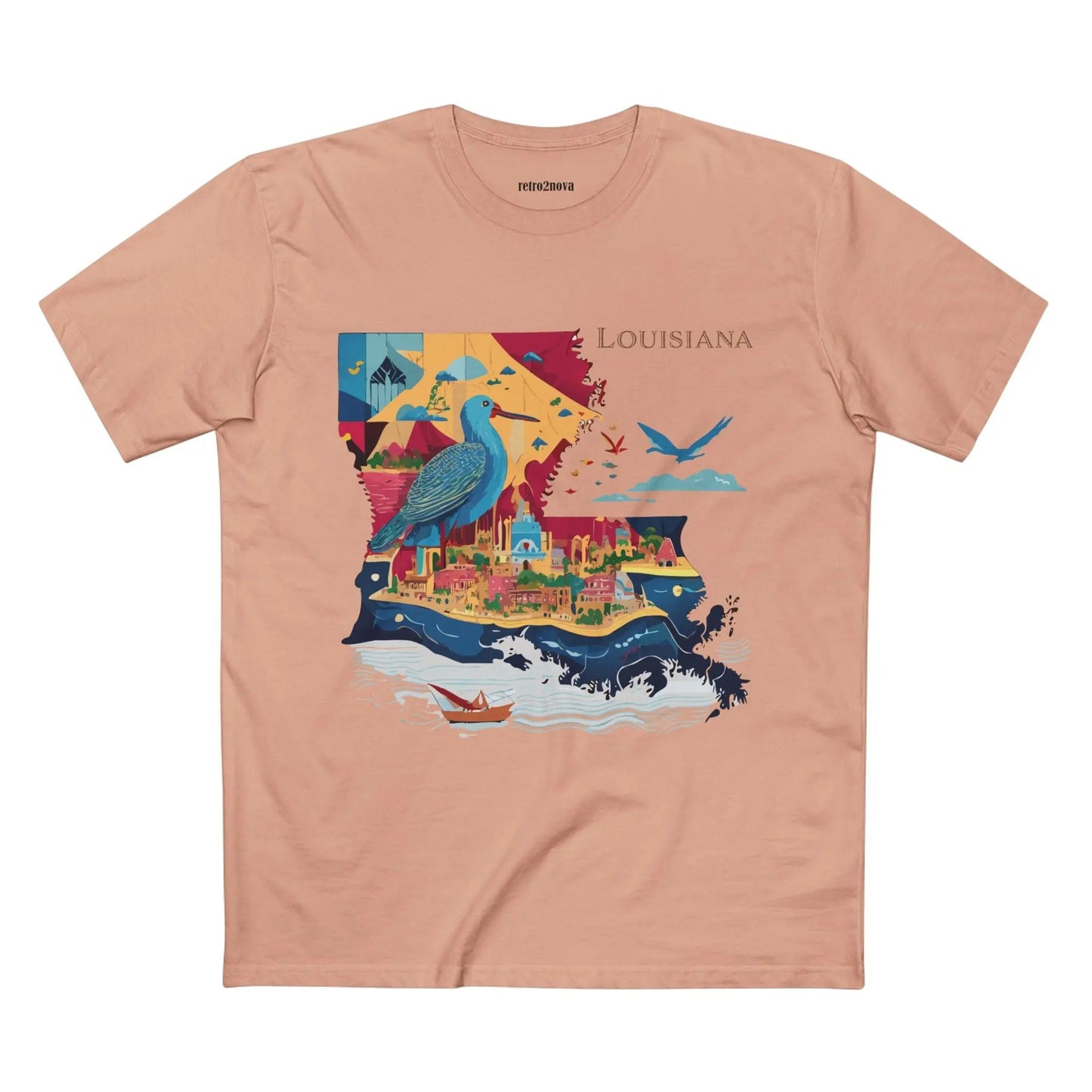 Louisiana State Shirt Unisex Premium Cotton Tee With Original Art Design From Retro2Nova Collection