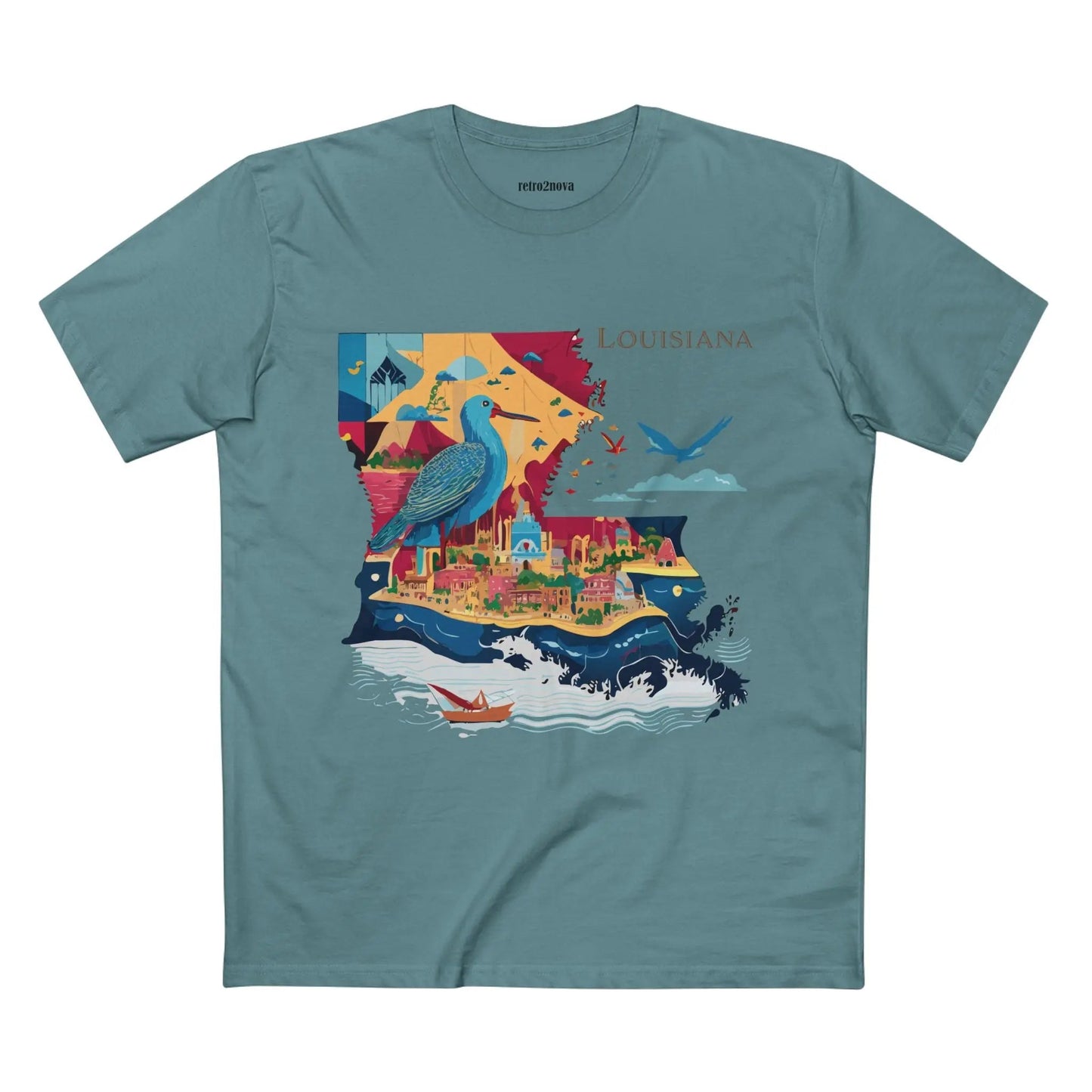 Louisiana State Shirt Unisex Premium Cotton Tee With Original Art Design From Retro2Nova Collection