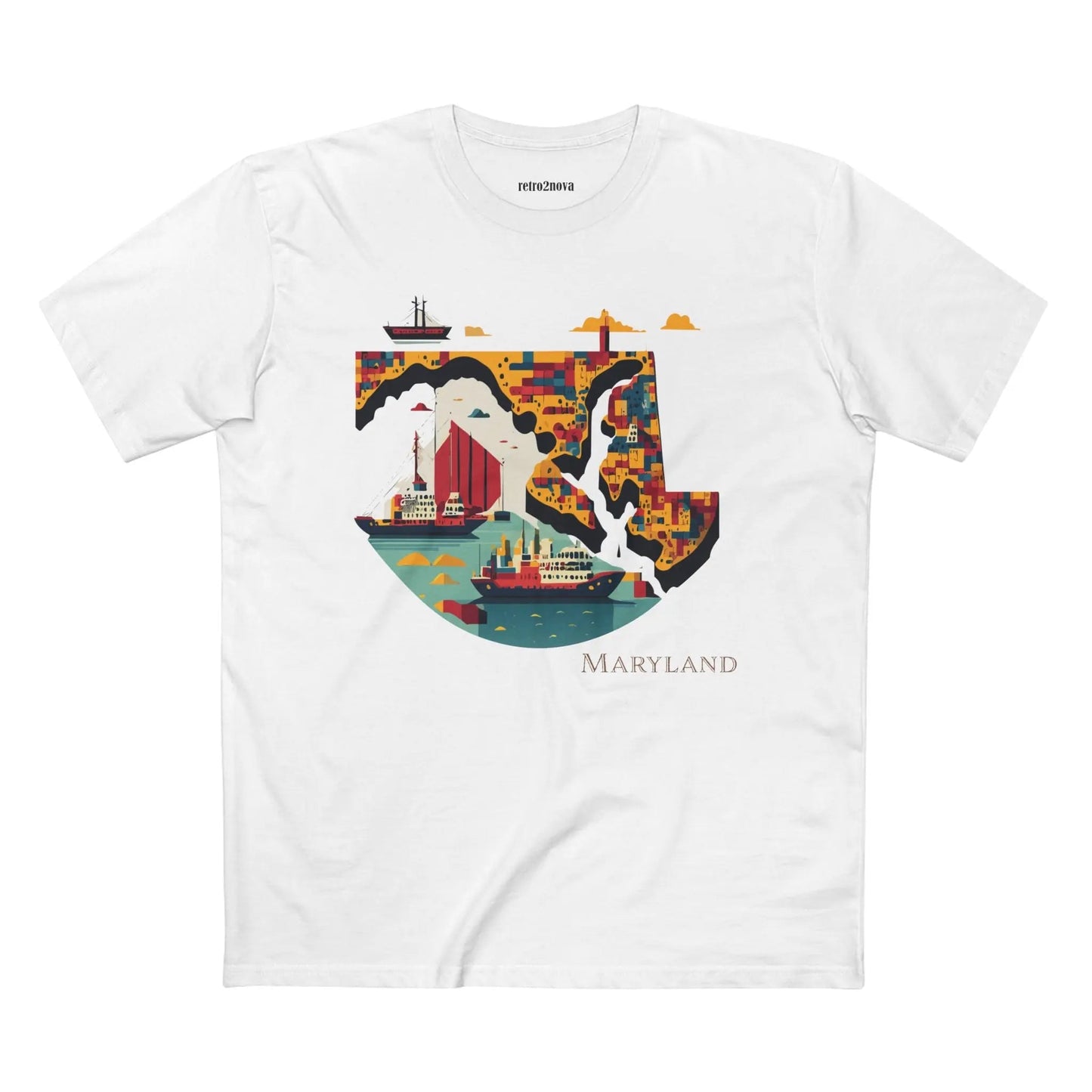 Maryland State Shirt Unisex Premium Cotton Staple Tee By Retro2Nova Art Collection Exclusive