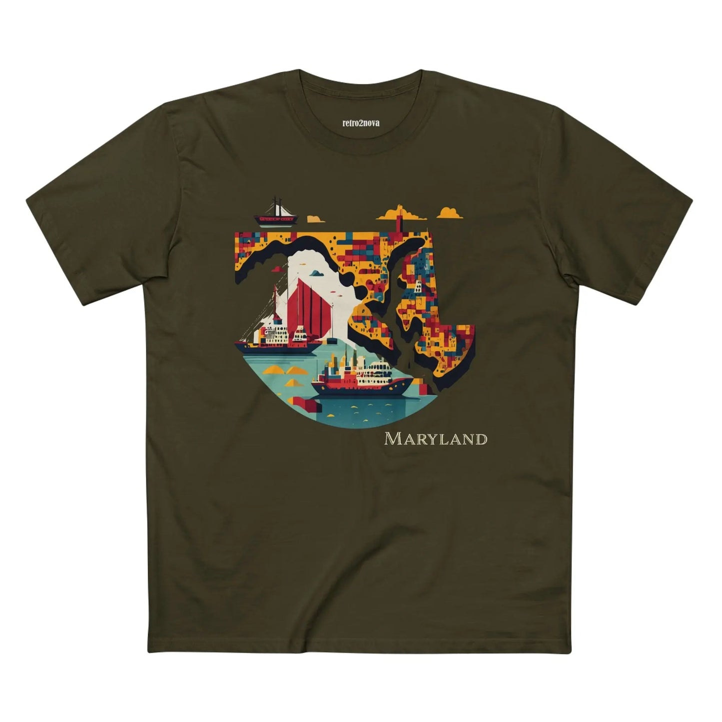 Maryland State Shirt Unisex Premium Cotton Staple Tee By Retro2Nova Art Collection Exclusive