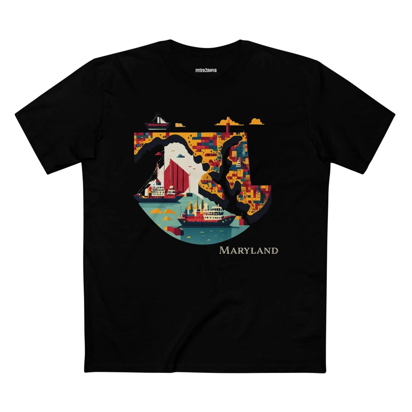 Maryland State Shirt Unisex Premium Cotton Staple Tee By Retro2Nova Art Collection Exclusive