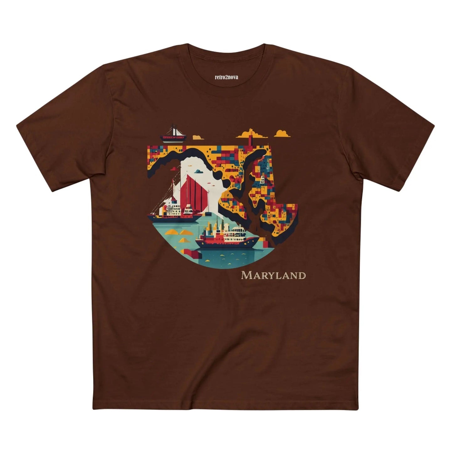 Maryland State Shirt Unisex Premium Cotton Staple Tee By Retro2Nova Art Collection Exclusive