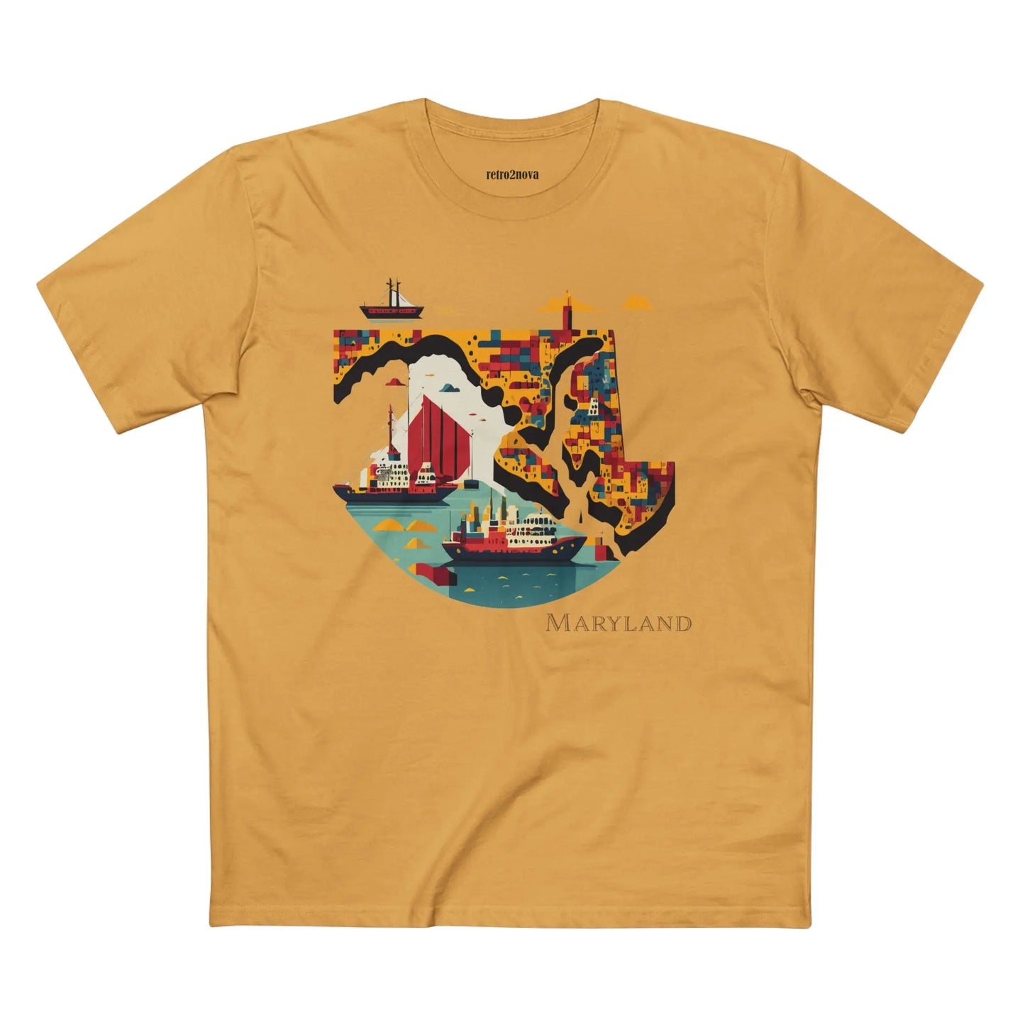 Maryland State Shirt Unisex Premium Cotton Staple Tee By Retro2Nova Art Collection Exclusive