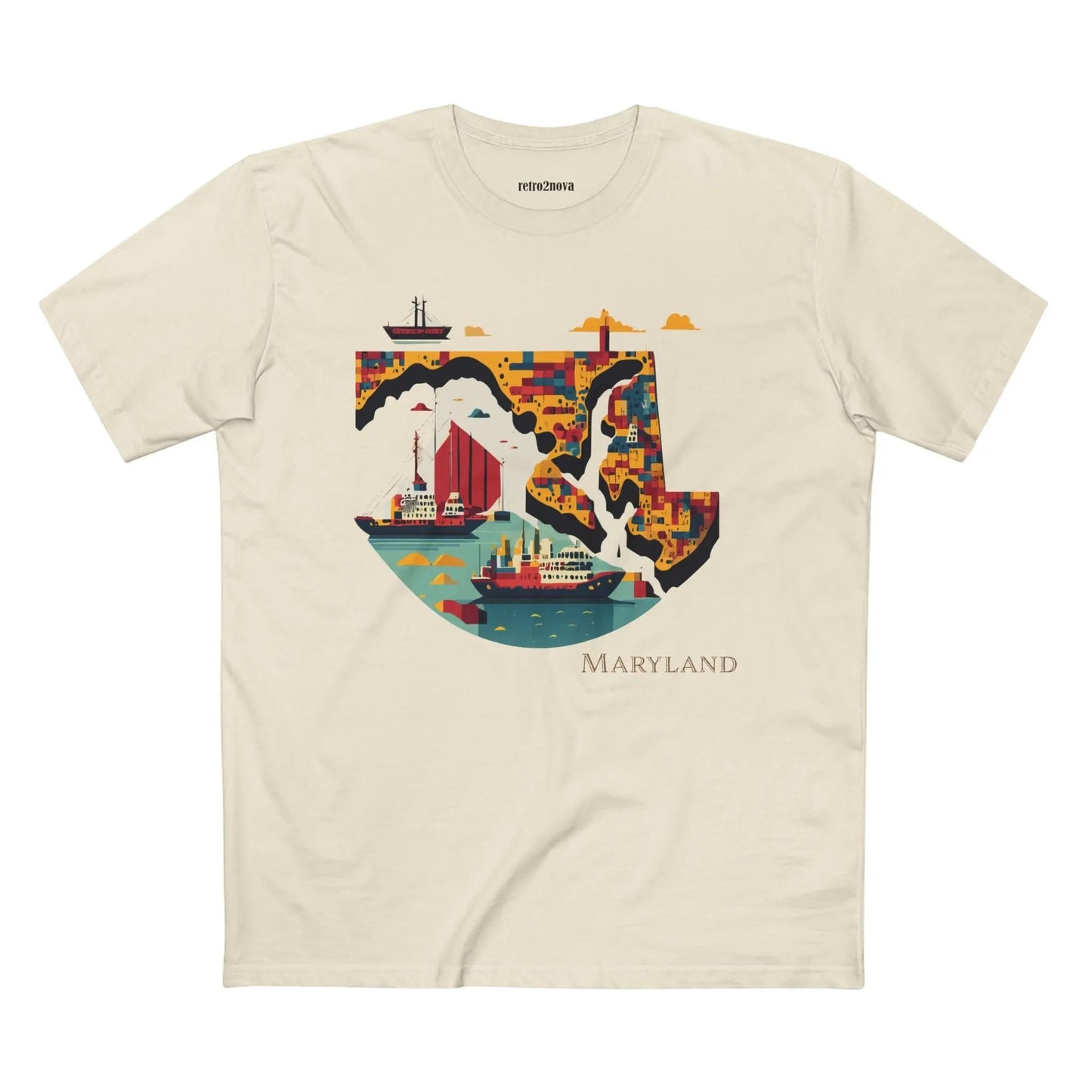 Maryland State Shirt Unisex Premium Cotton Staple Tee By Retro2Nova Art Collection Exclusive