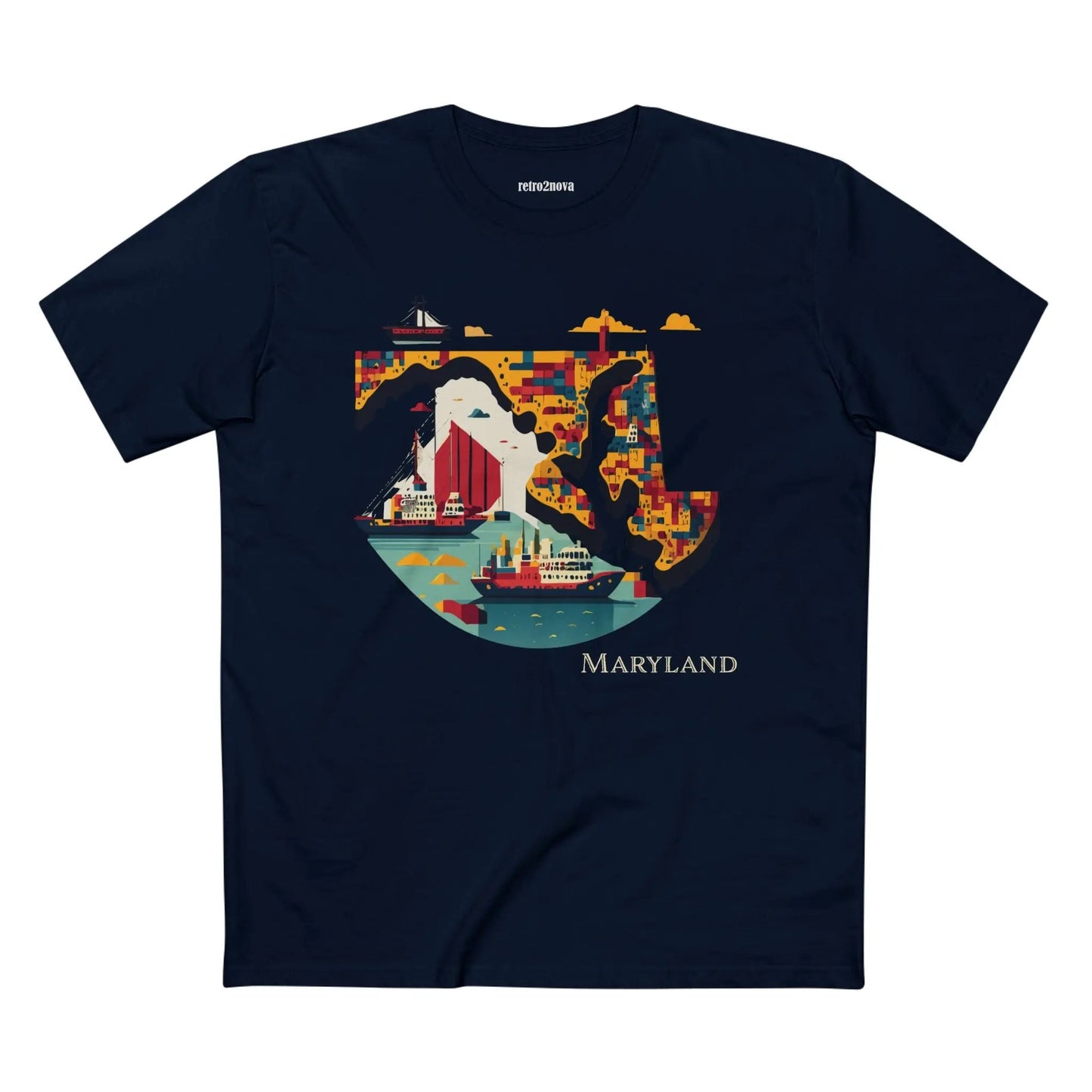 Maryland State Shirt Unisex Premium Cotton Staple Tee By Retro2Nova Art Collection Exclusive