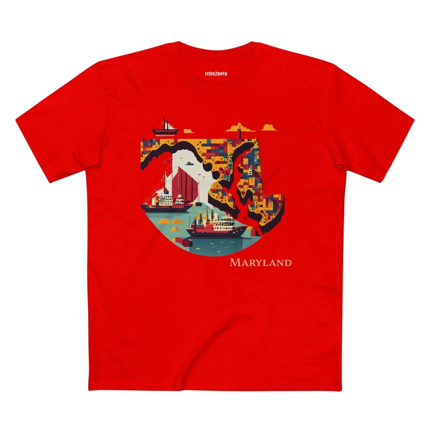 Maryland State Shirt Unisex Premium Cotton Staple Tee By Retro2Nova Art Collection Exclusive