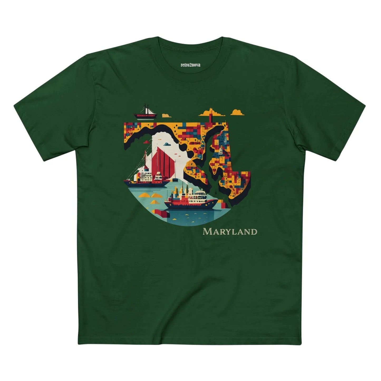 Maryland State Shirt Unisex Premium Cotton Staple Tee By Retro2Nova Art Collection Exclusive
