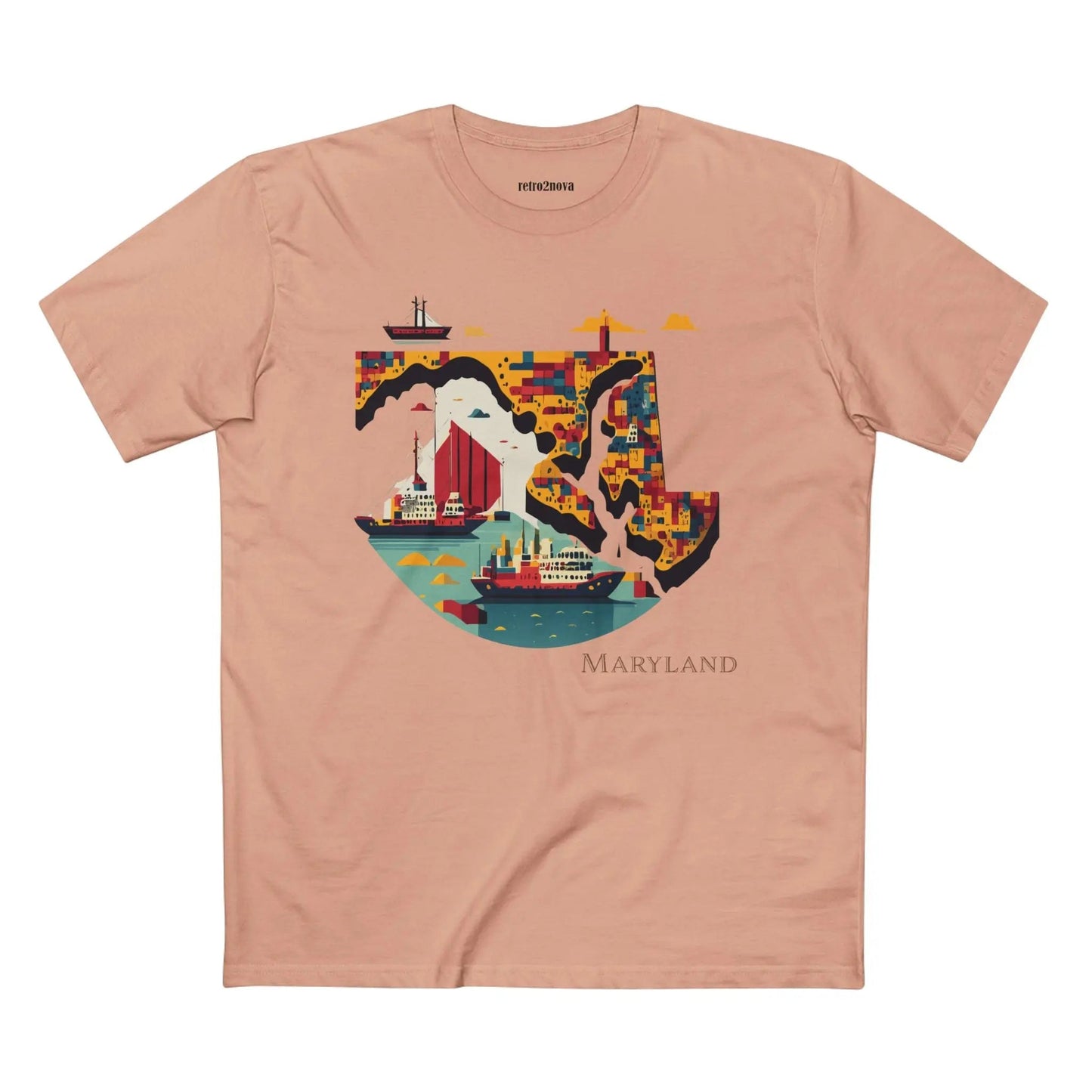 Maryland State Shirt Unisex Premium Cotton Staple Tee By Retro2Nova Art Collection Exclusive