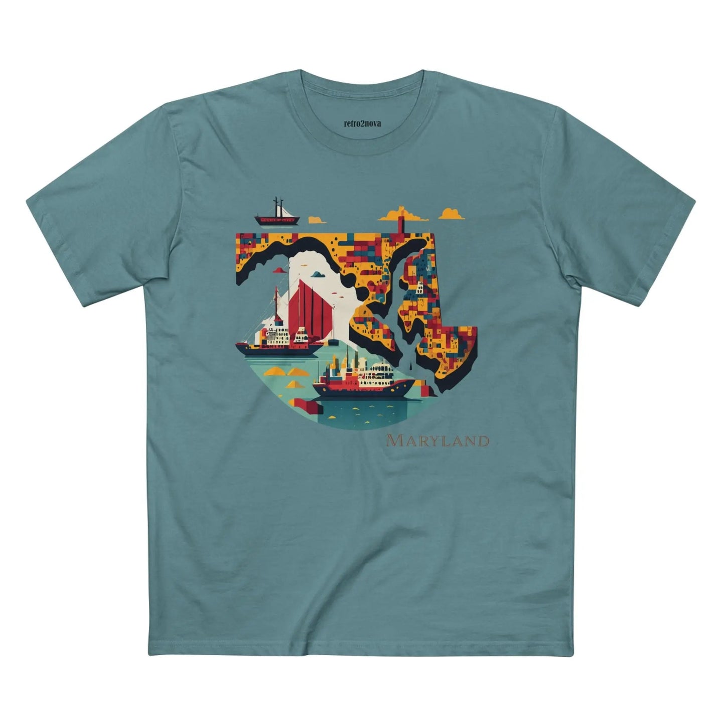 Maryland State Shirt Unisex Premium Cotton Staple Tee By Retro2Nova Art Collection Exclusive