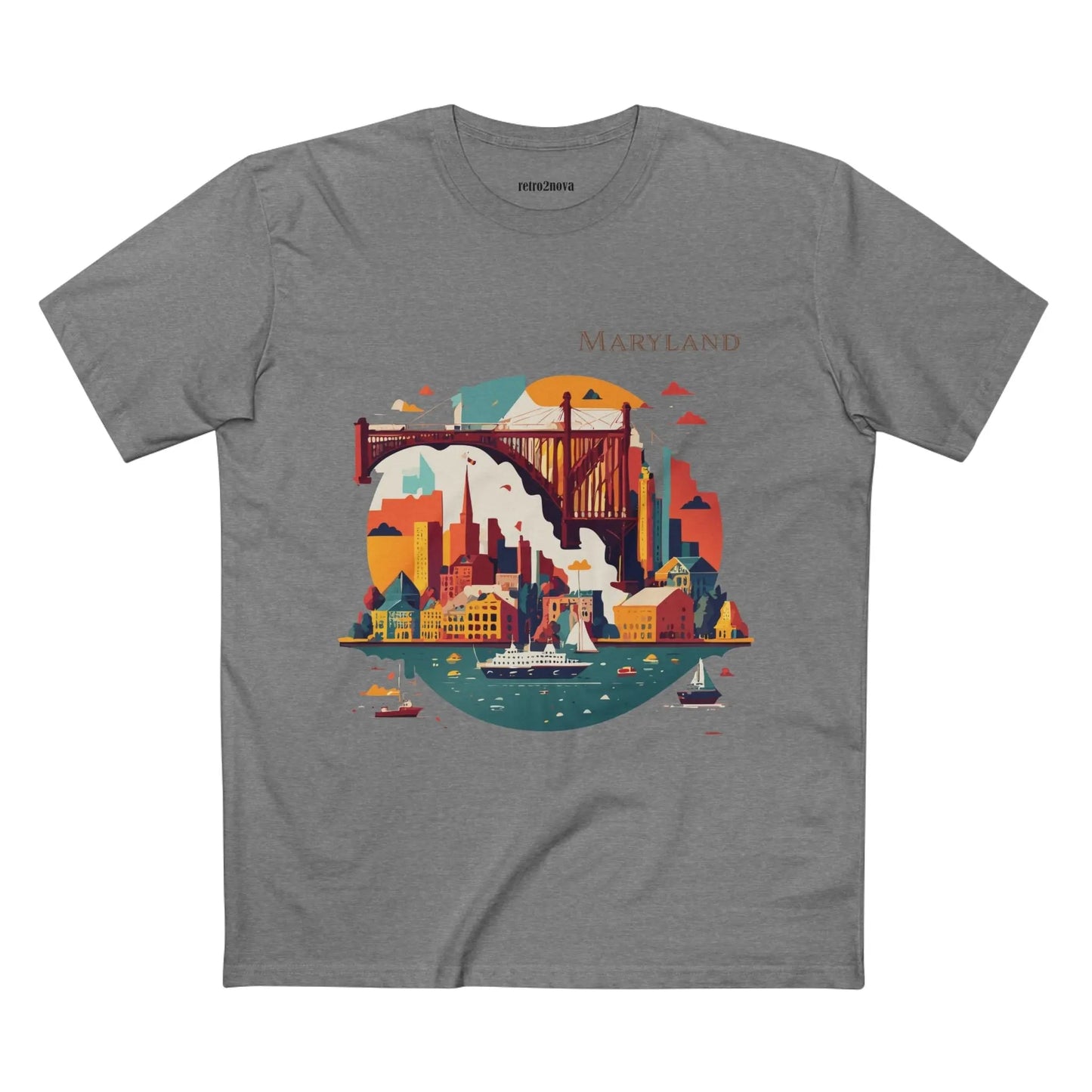 Maryland State Shirt Unisex Premium Cotton Art Tee By Retro2Nova Comfort Fit Soft Breathable