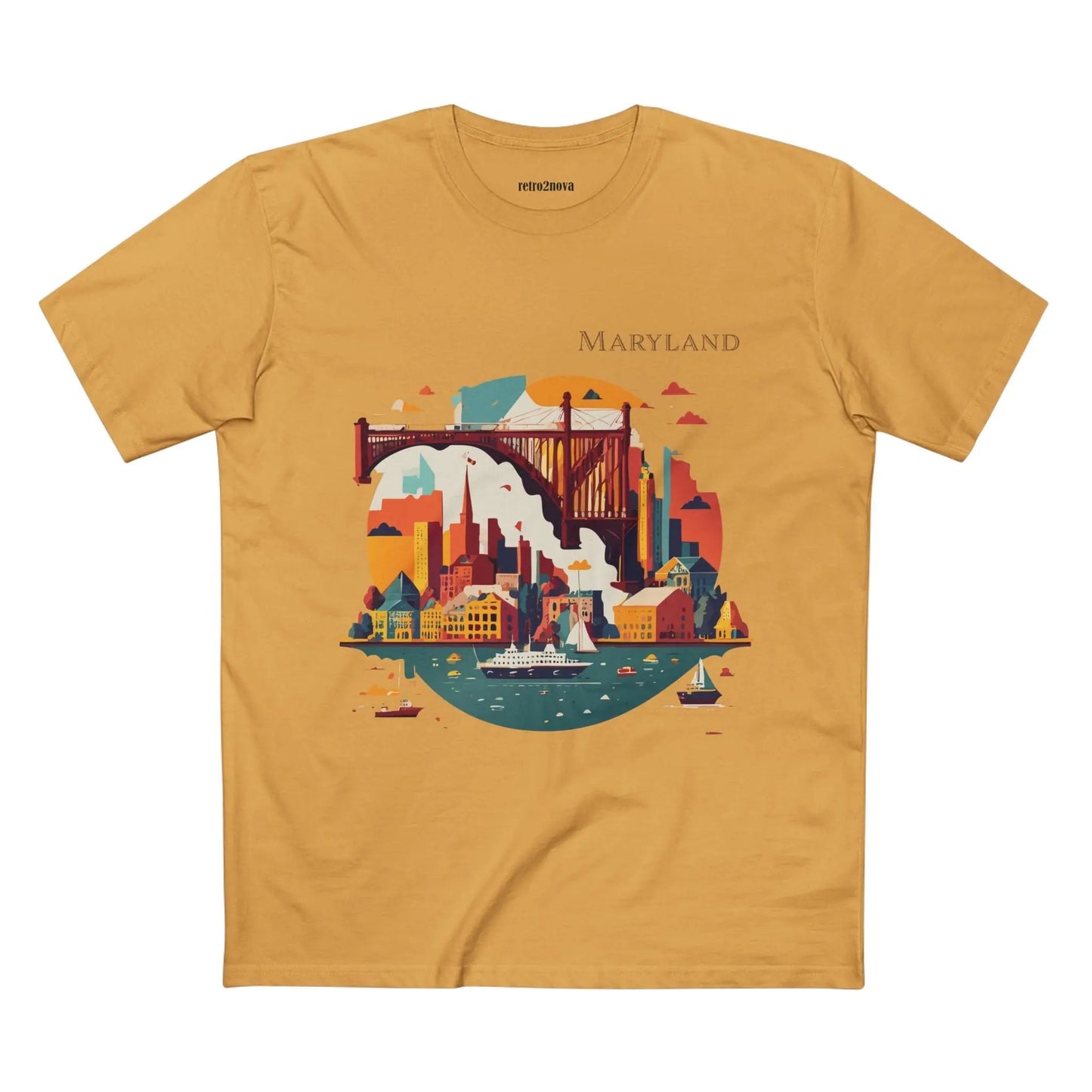 Maryland State Shirt Unisex Premium Cotton Art Tee By Retro2Nova Comfort Fit Soft Breathable