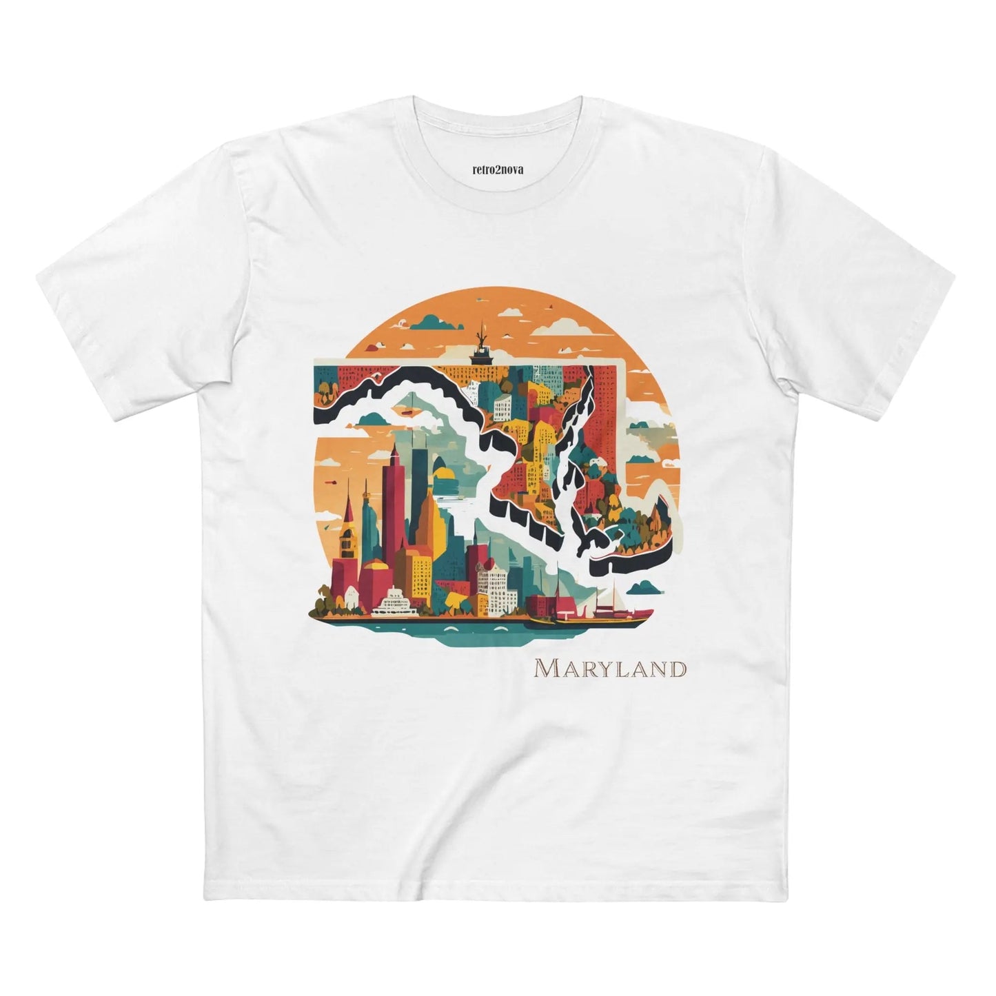 Maryland State Shirt Unisex Premium Cotton Tee With Original Art by Retro2Nova Art Collection