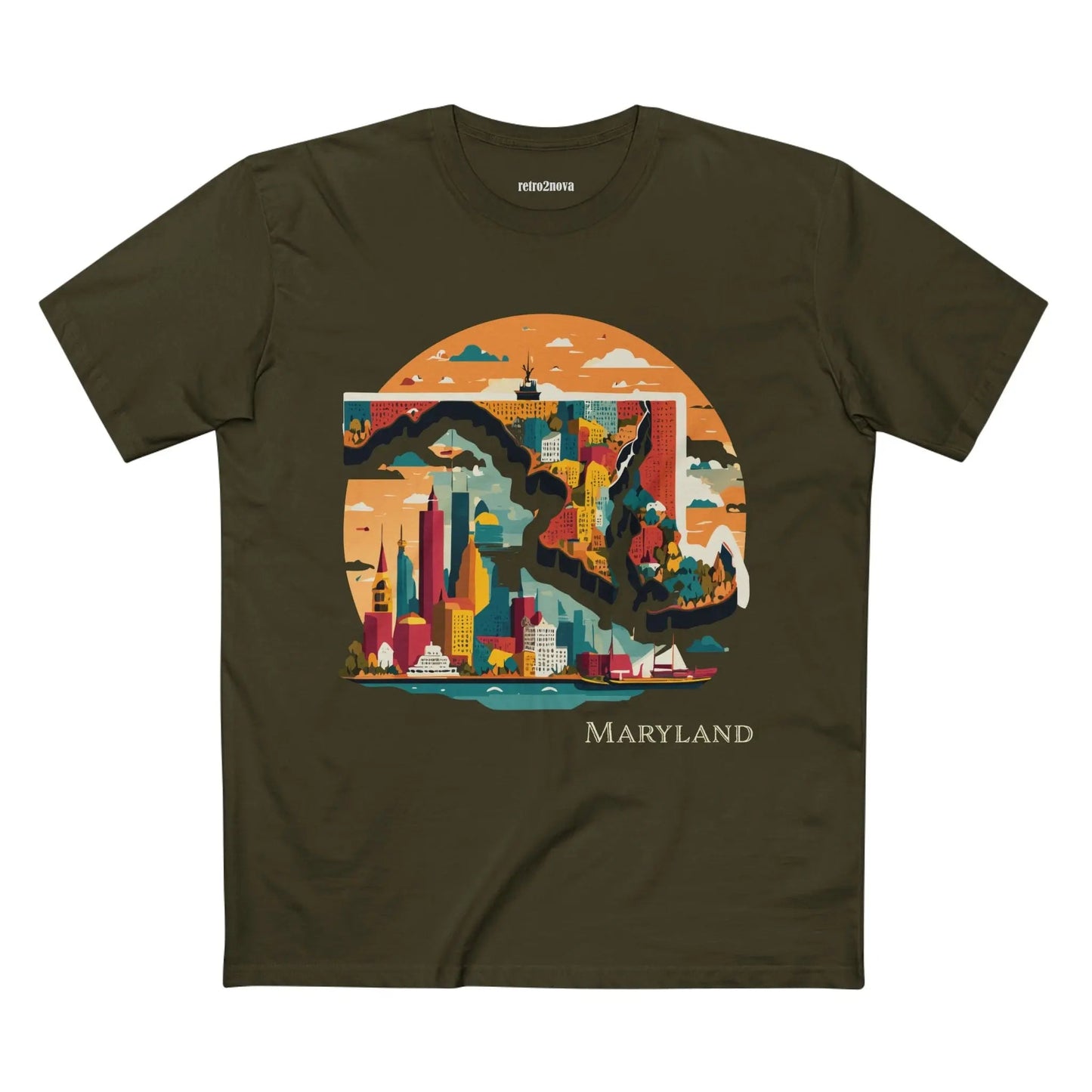 Maryland State Shirt Unisex Premium Cotton Tee With Original Art by Retro2Nova Art Collection