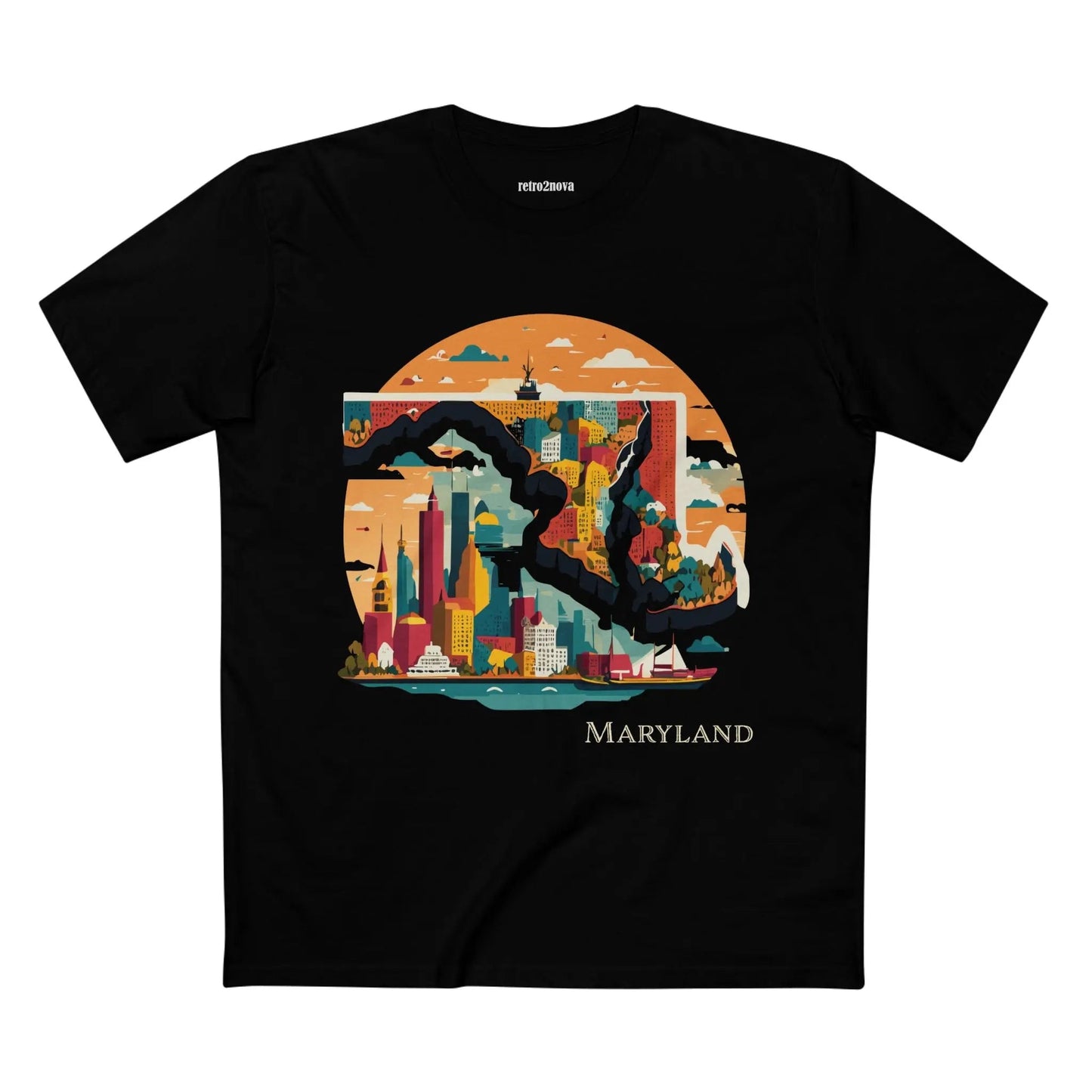 Maryland State Shirt Unisex Premium Cotton Tee With Original Art by Retro2Nova Art Collection
