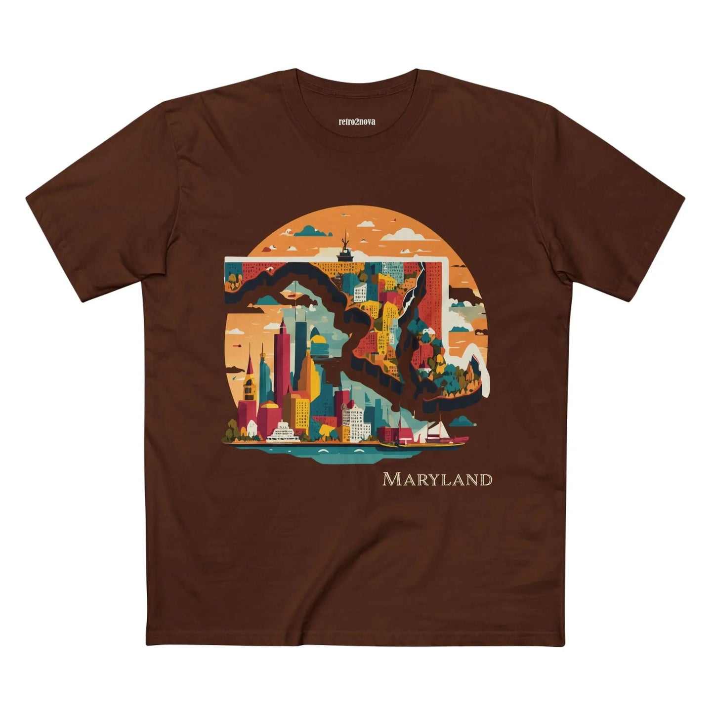 Maryland State Shirt Unisex Premium Cotton Tee With Original Art by Retro2Nova Art Collection