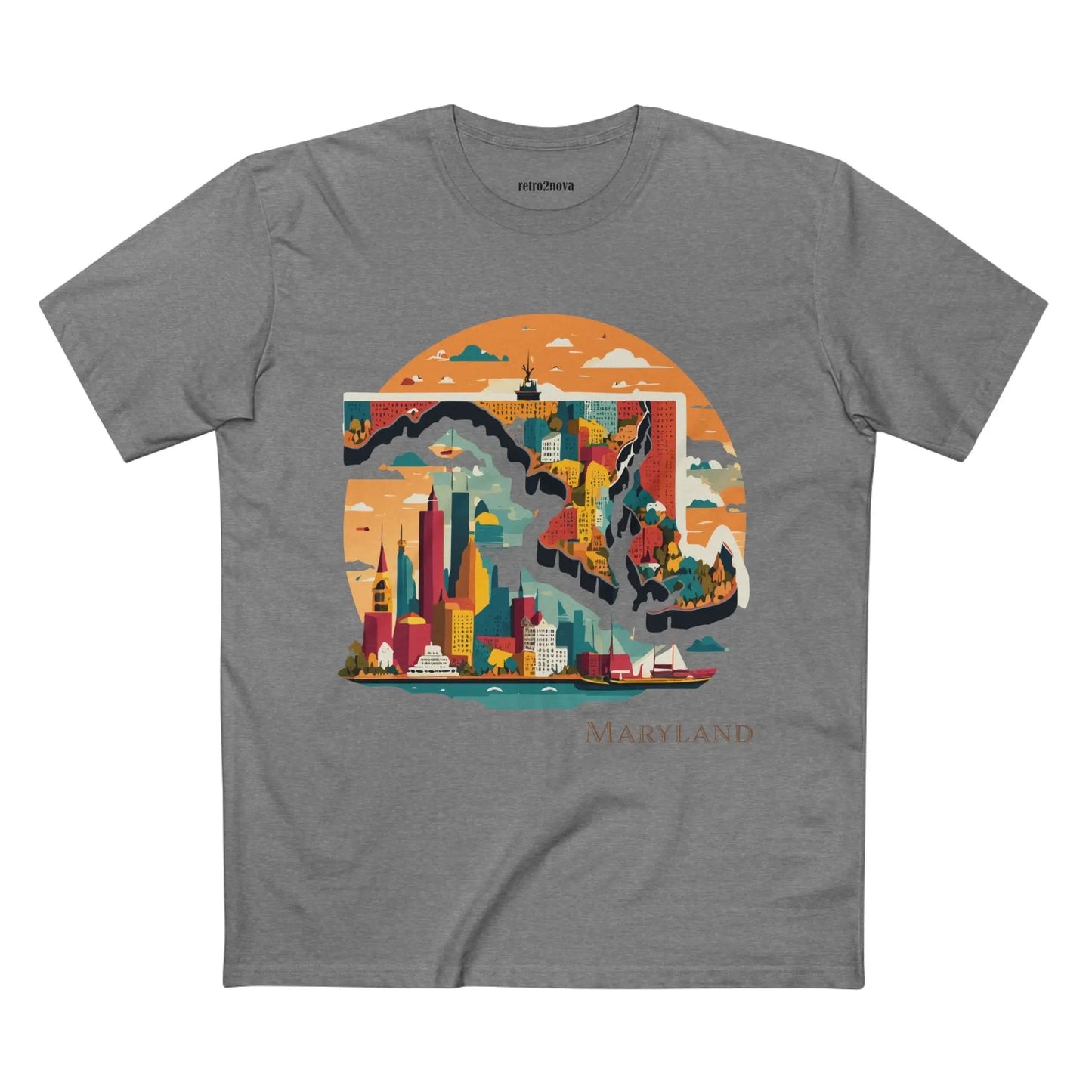 Maryland State Shirt Unisex Premium Cotton Tee With Original Art by Retro2Nova Art Collection