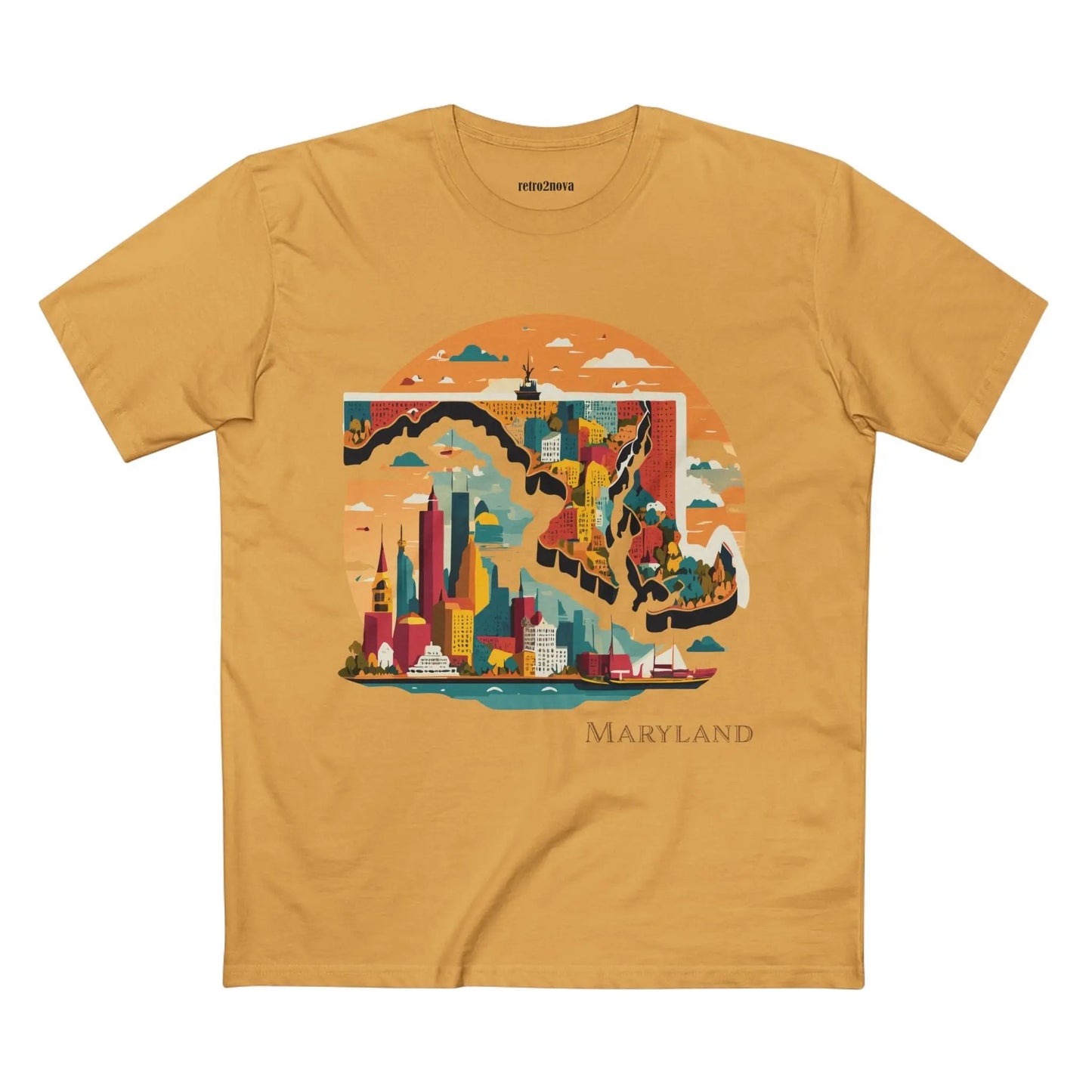 Maryland State Shirt Unisex Premium Cotton Tee With Original Art by Retro2Nova Art Collection