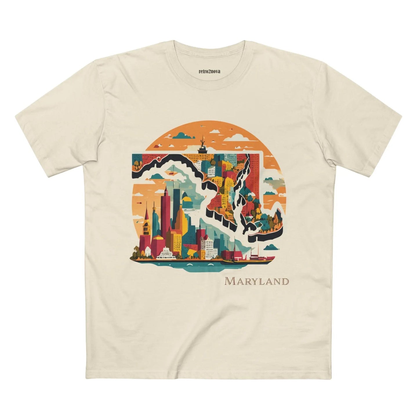 Maryland State Shirt Unisex Premium Cotton Tee With Original Art by Retro2Nova Art Collection