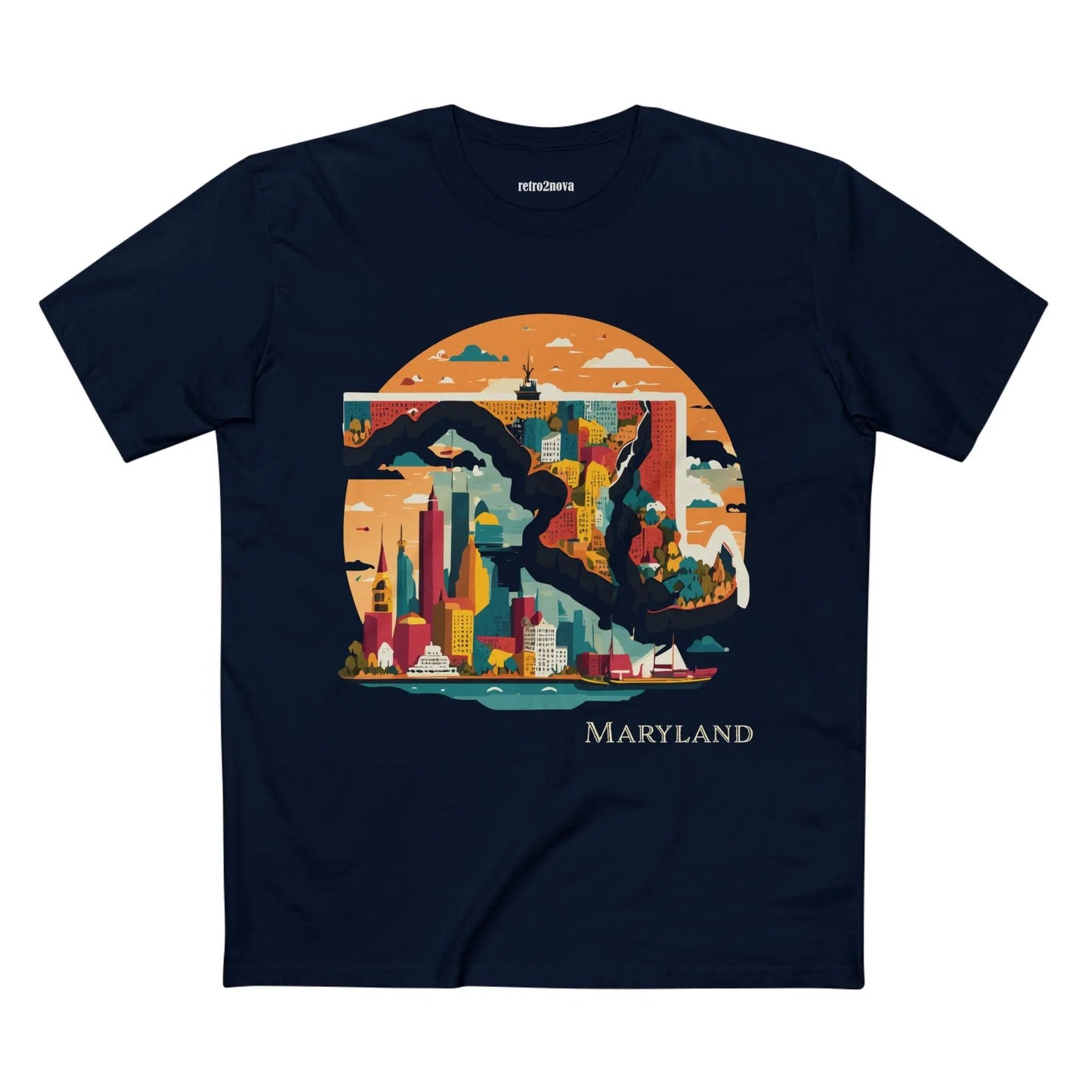 Maryland State Shirt Unisex Premium Cotton Tee With Original Art by Retro2Nova Art Collection