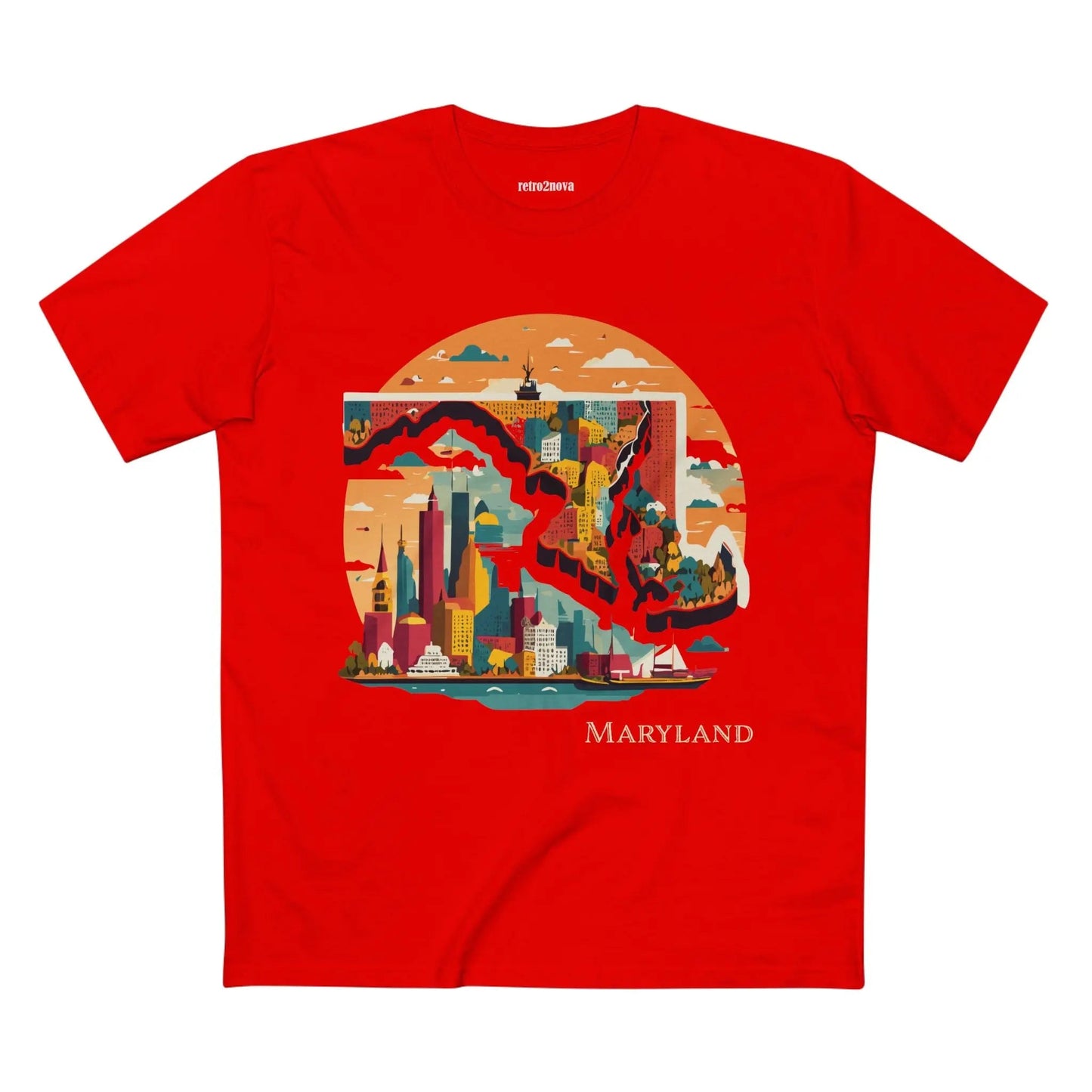 Maryland State Shirt Unisex Premium Cotton Tee With Original Art by Retro2Nova Art Collection