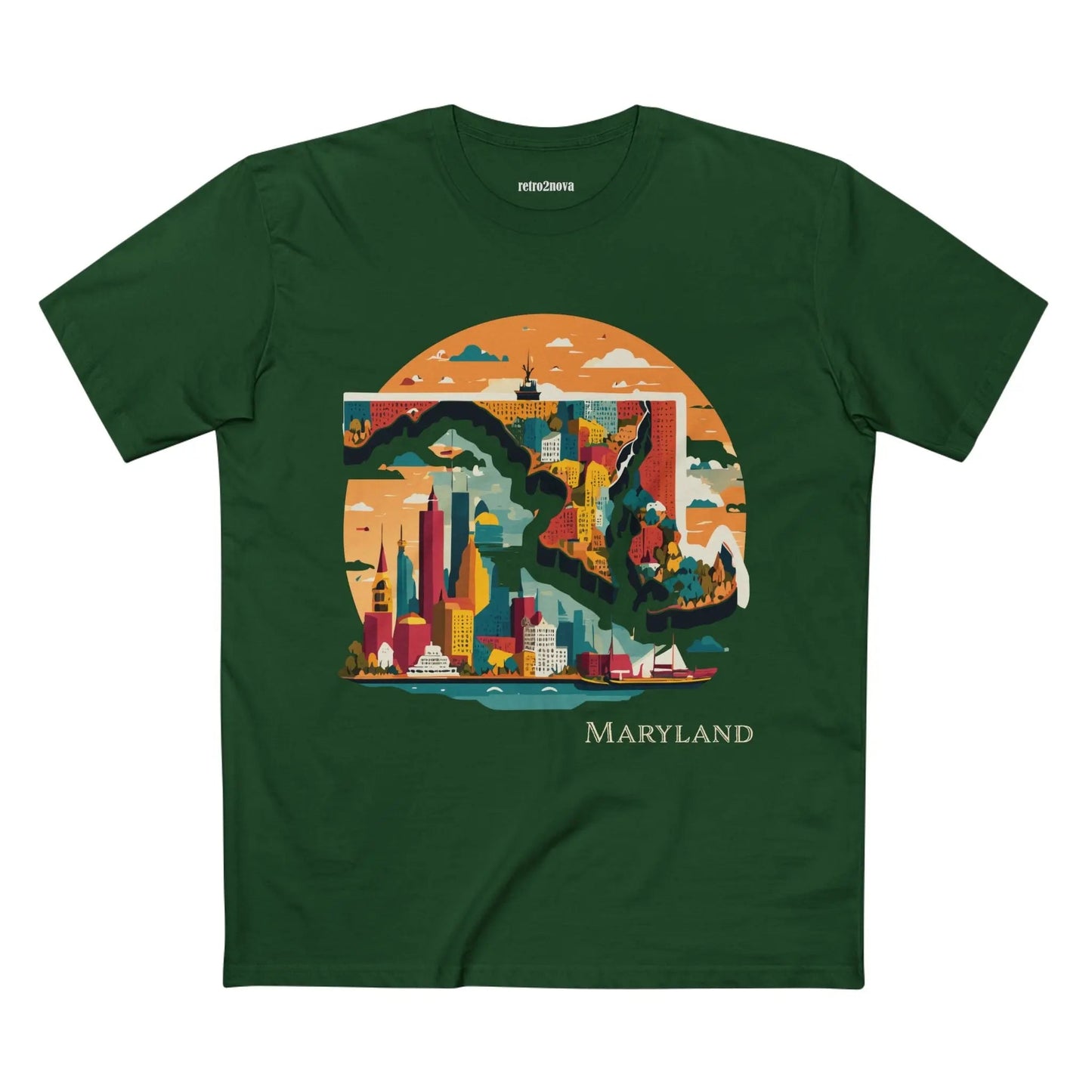 Maryland State Shirt Unisex Premium Cotton Tee With Original Art by Retro2Nova Art Collection