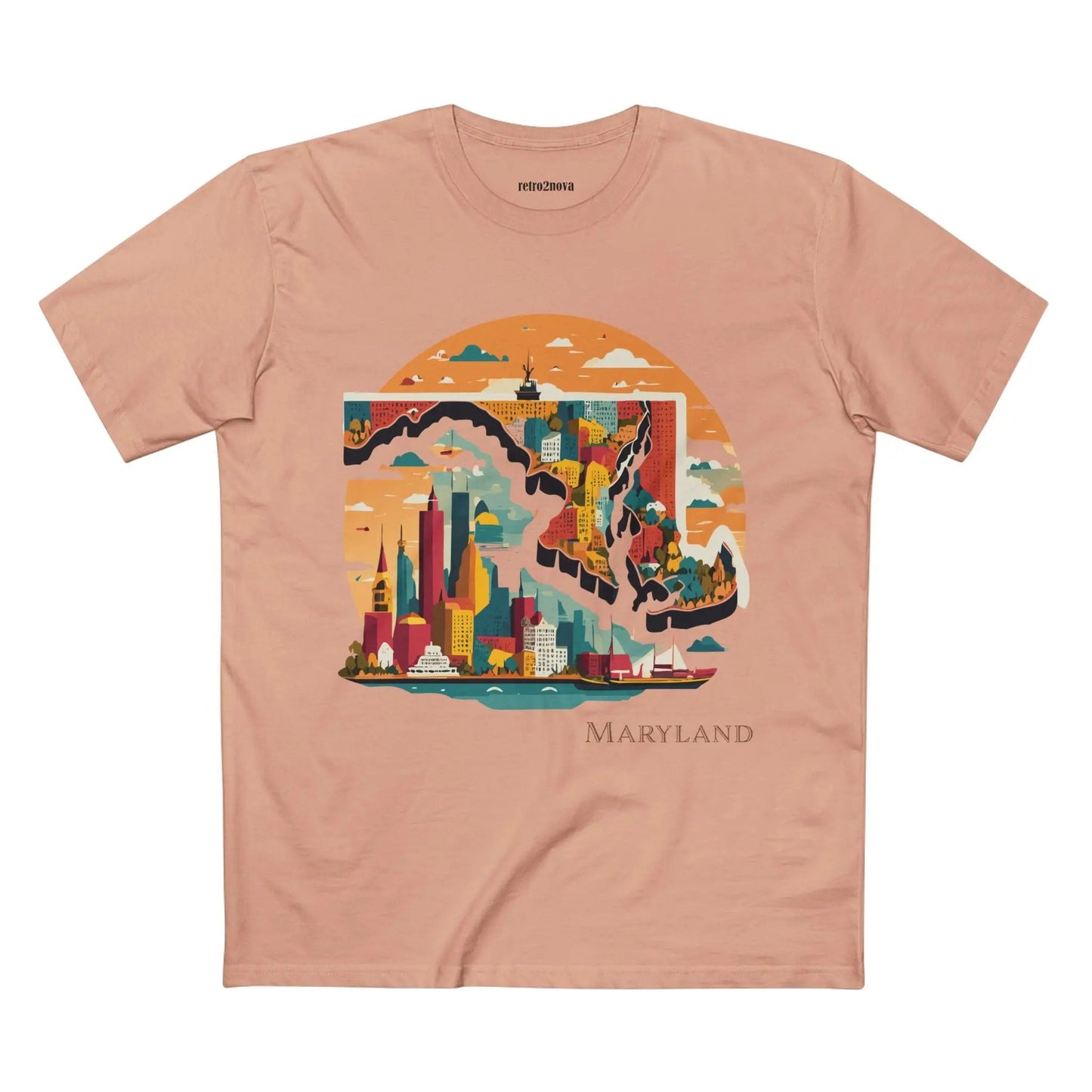 Maryland State Shirt Unisex Premium Cotton Tee With Original Art by Retro2Nova Art Collection
