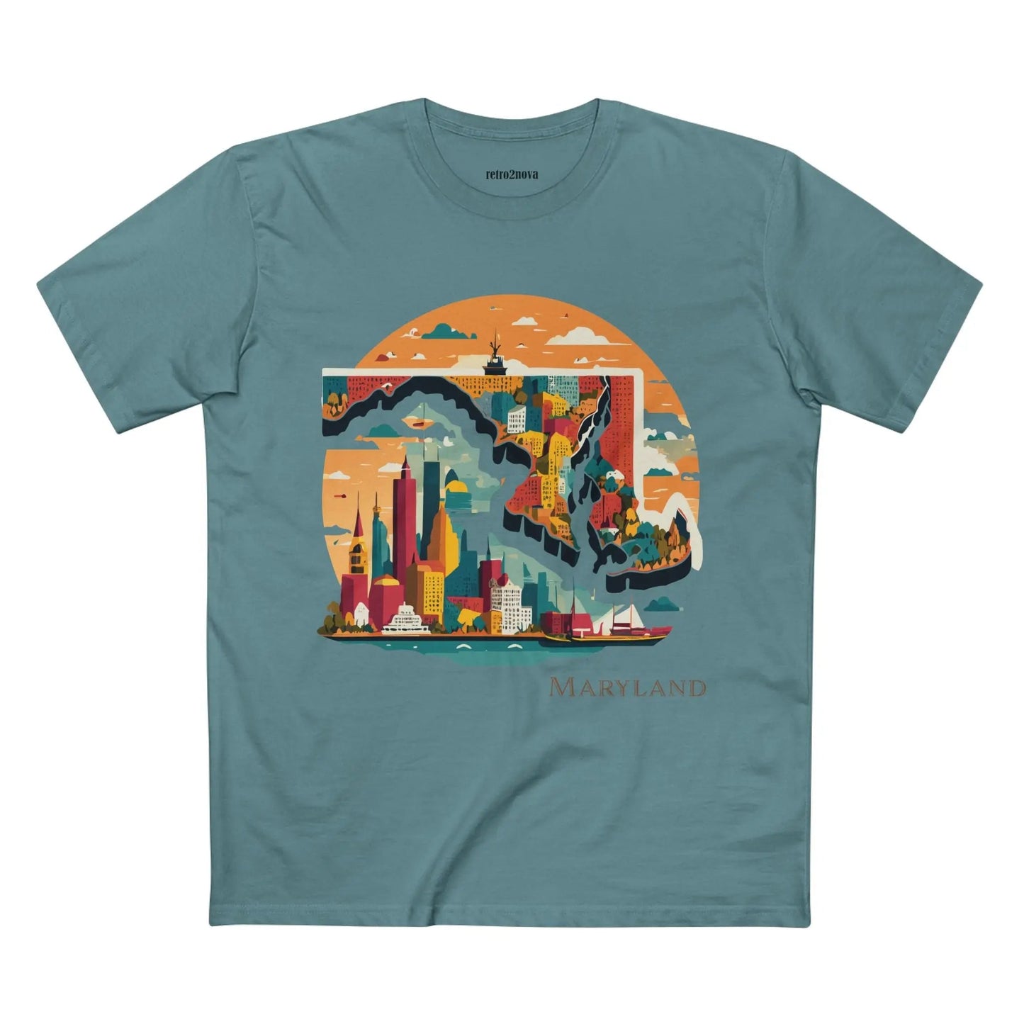 Maryland State Shirt Unisex Premium Cotton Tee With Original Art by Retro2Nova Art Collection