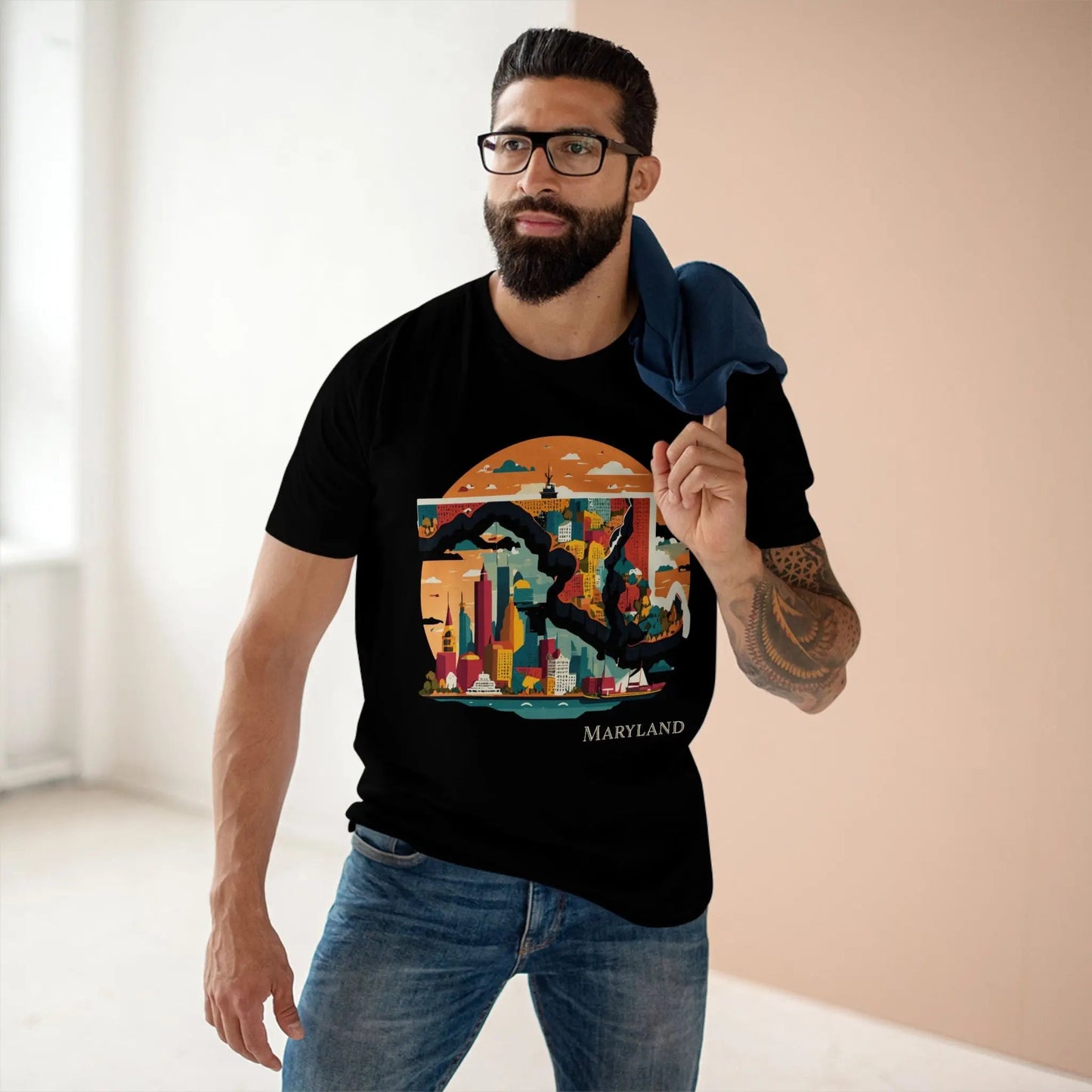 Maryland State Shirt Unisex Premium Cotton Tee With Original Art by Retro2Nova Art Collection