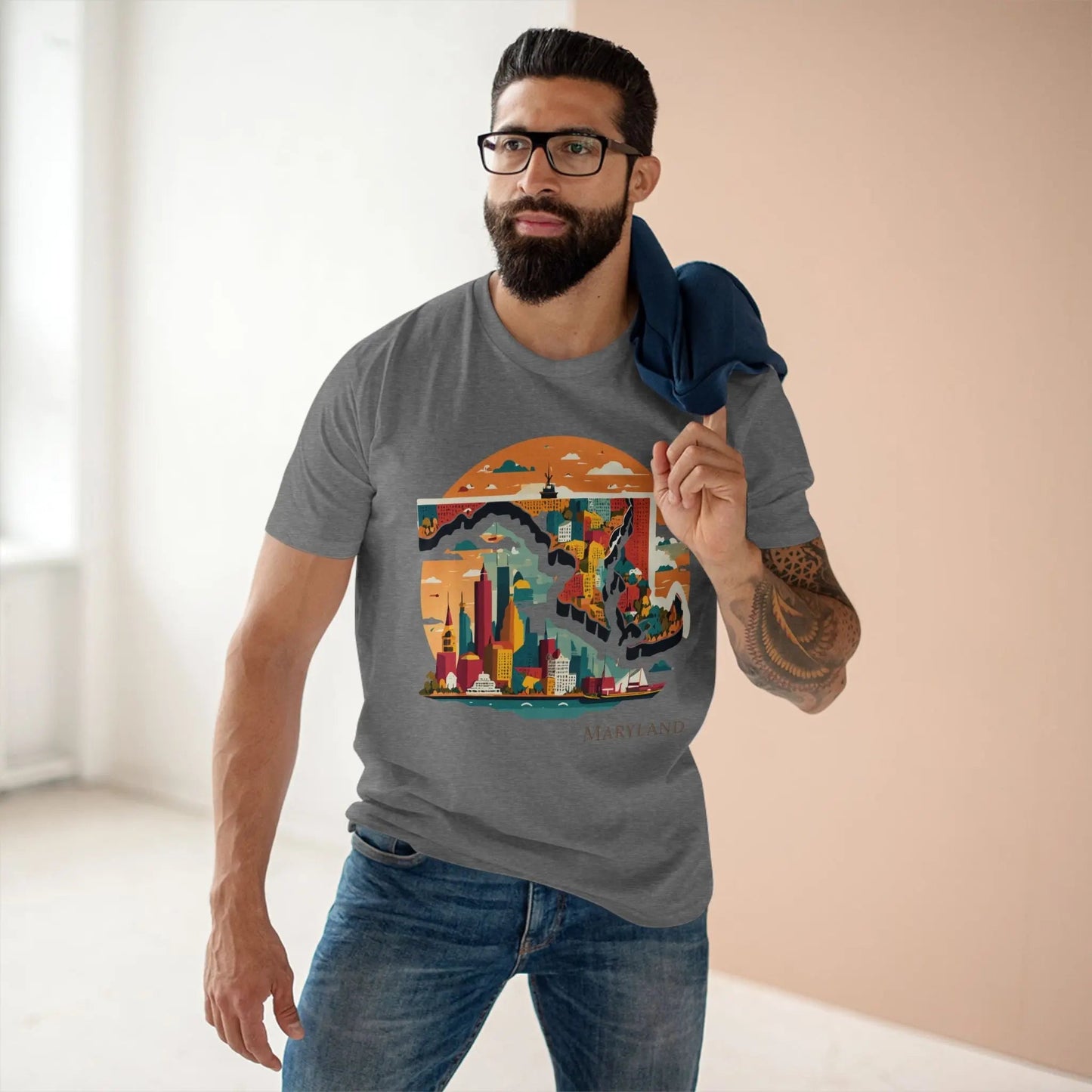 Maryland State Shirt Unisex Premium Cotton Tee With Original Art by Retro2Nova Art Collection