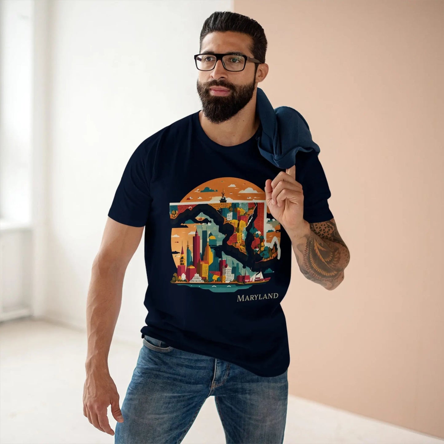 Maryland State Shirt Unisex Premium Cotton Tee With Original Art by Retro2Nova Art Collection