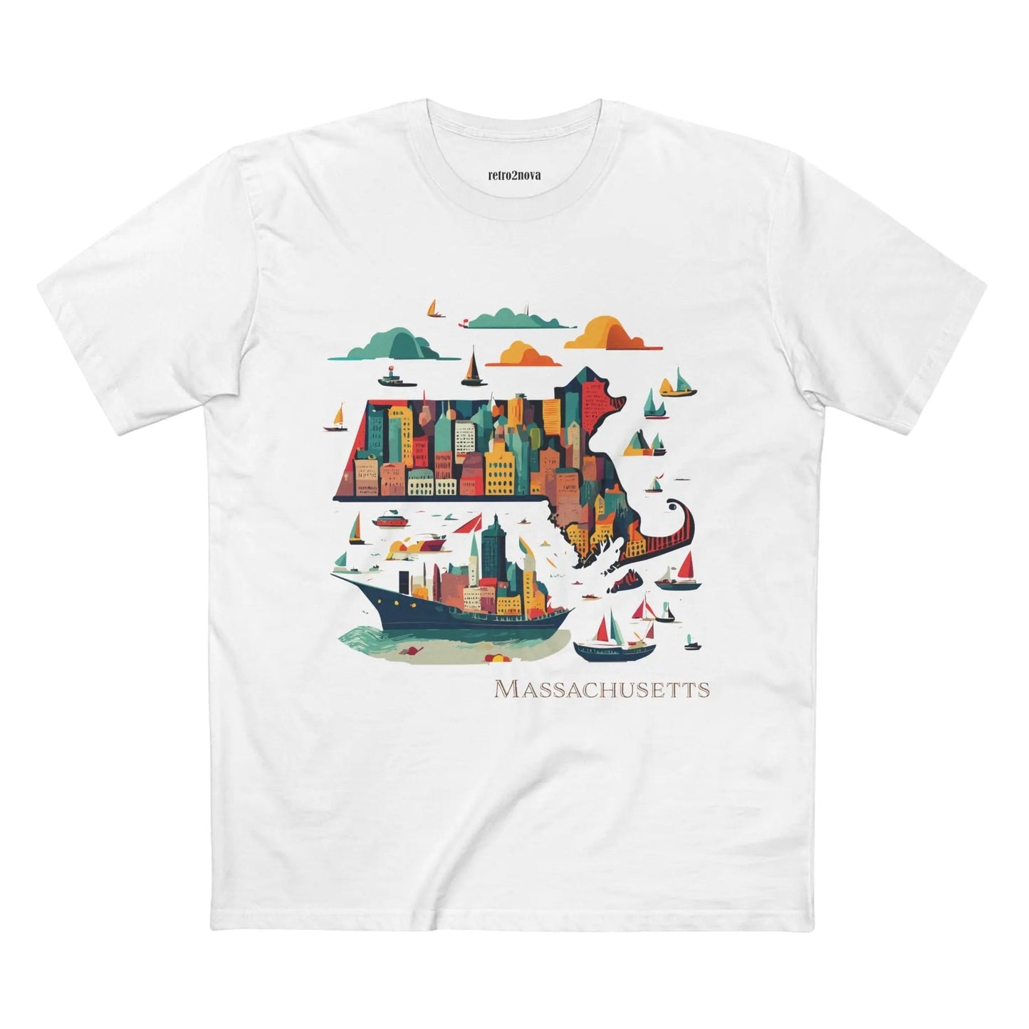 Massachusetts State Shirt Unisex Premium Cotton Tee With Original Art Design By Retro2Nova