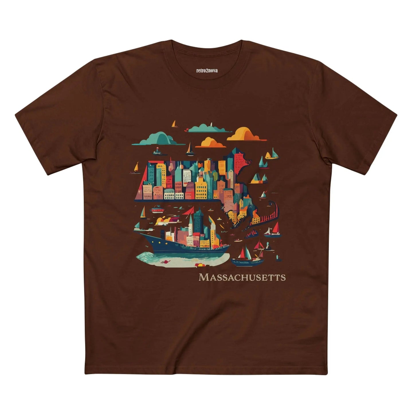 Massachusetts State Shirt Unisex Premium Cotton Tee With Original Art Design By Retro2Nova