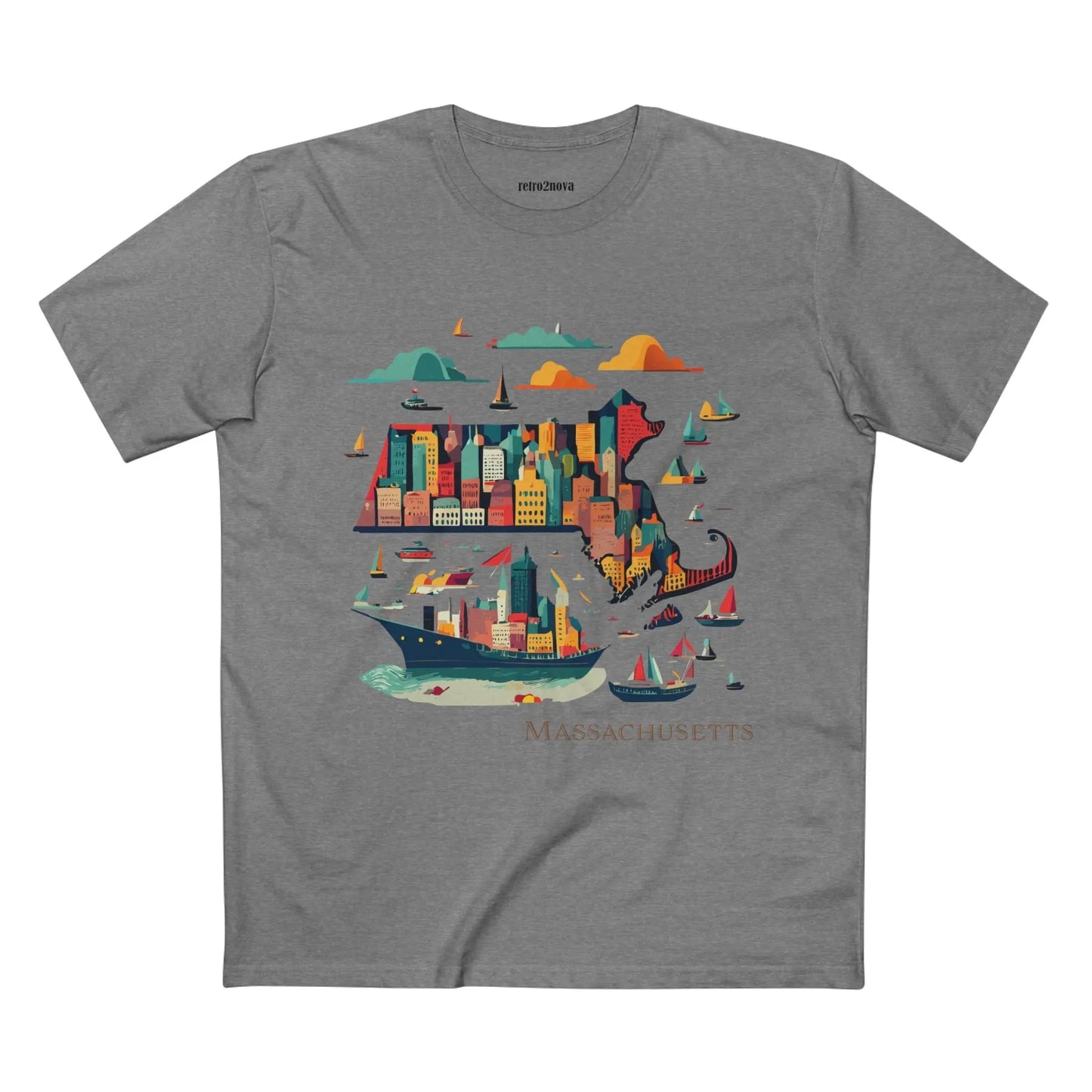 Massachusetts State Shirt Unisex Premium Cotton Tee With Original Art Design By Retro2Nova