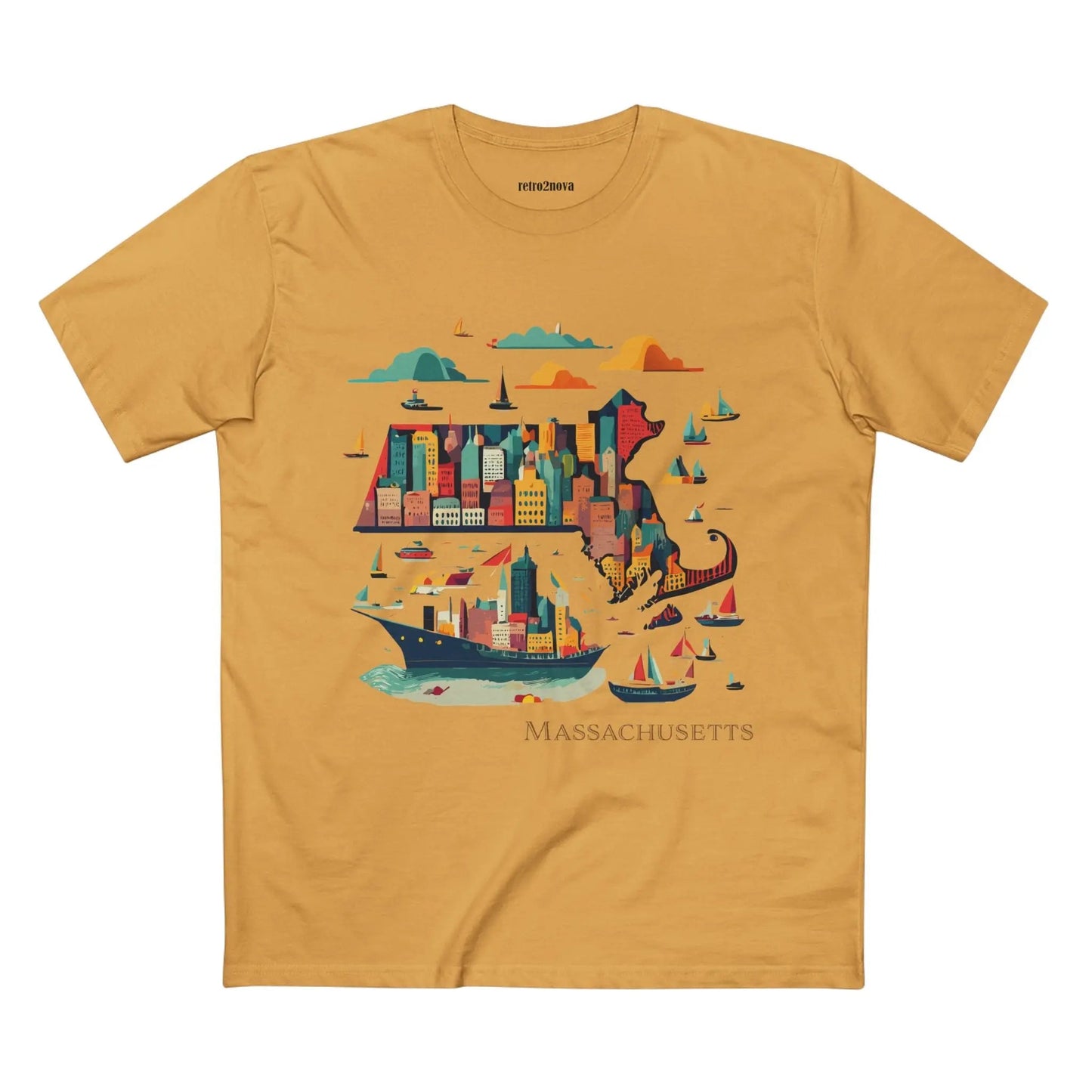 Massachusetts State Shirt Unisex Premium Cotton Tee With Original Art Design By Retro2Nova