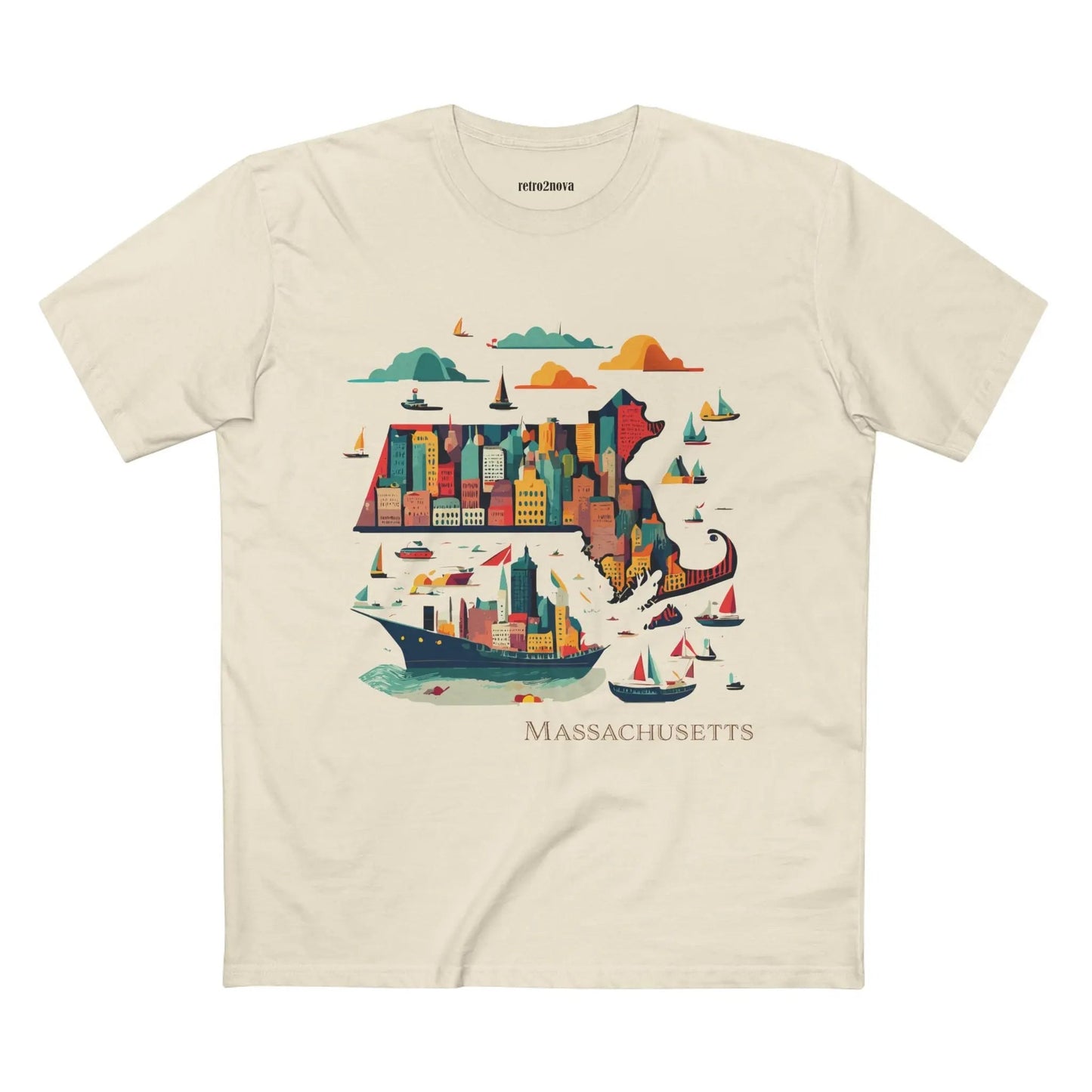 Massachusetts State Shirt Unisex Premium Cotton Tee With Original Art Design By Retro2Nova