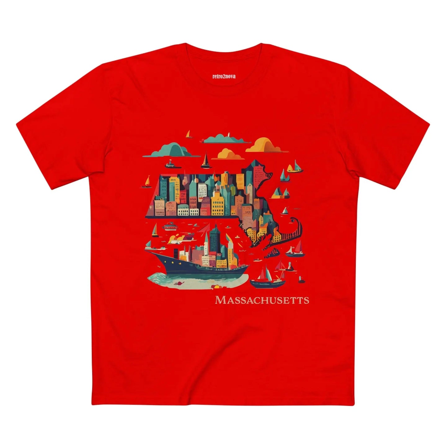 Massachusetts State Shirt Unisex Premium Cotton Tee With Original Art Design By Retro2Nova