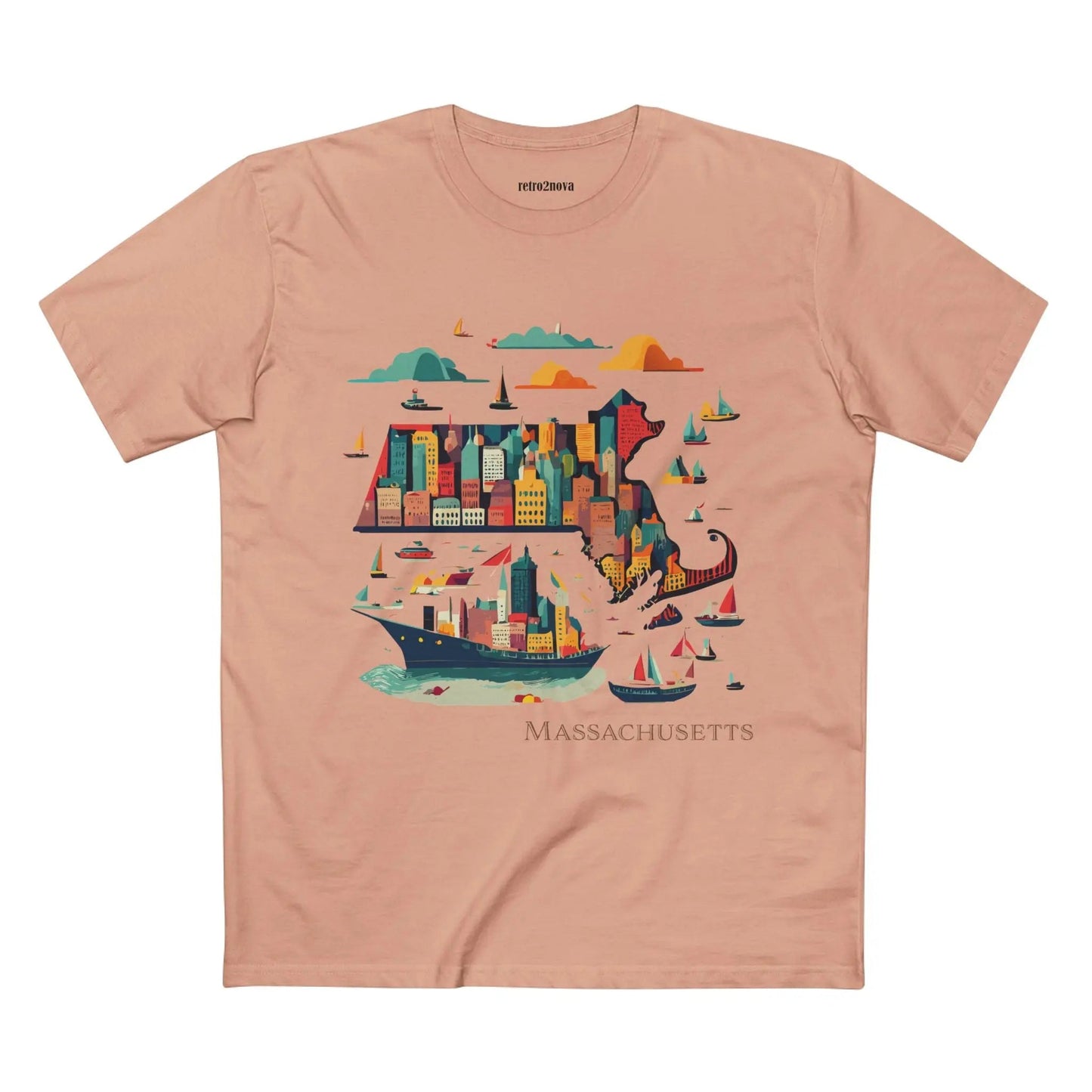 Massachusetts State Shirt Unisex Premium Cotton Tee With Original Art Design By Retro2Nova