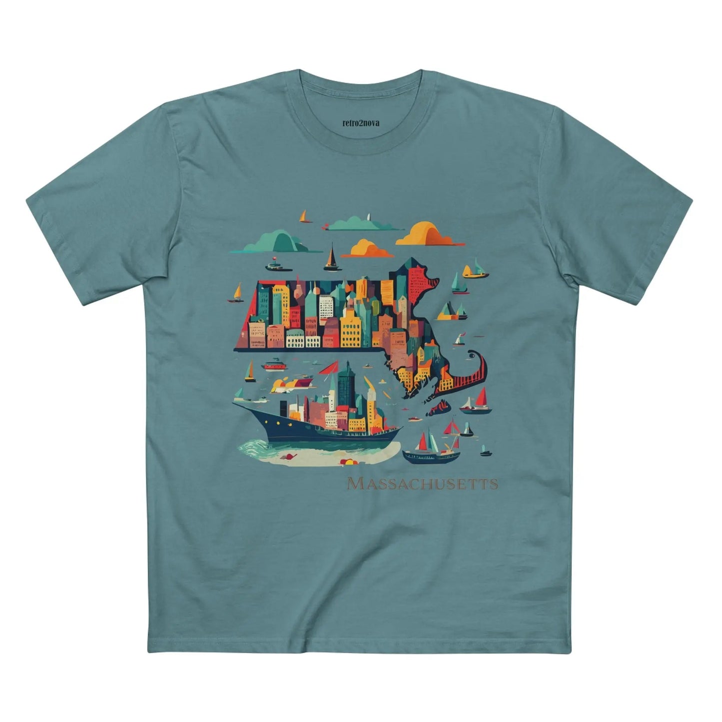 Massachusetts State Shirt Unisex Premium Cotton Tee With Original Art Design By Retro2Nova