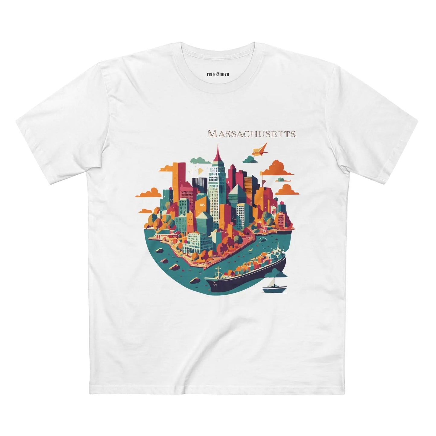 Massachusetts State Shirt Unisex Premium Cotton Art Tee With Original Design By Retro2Nova