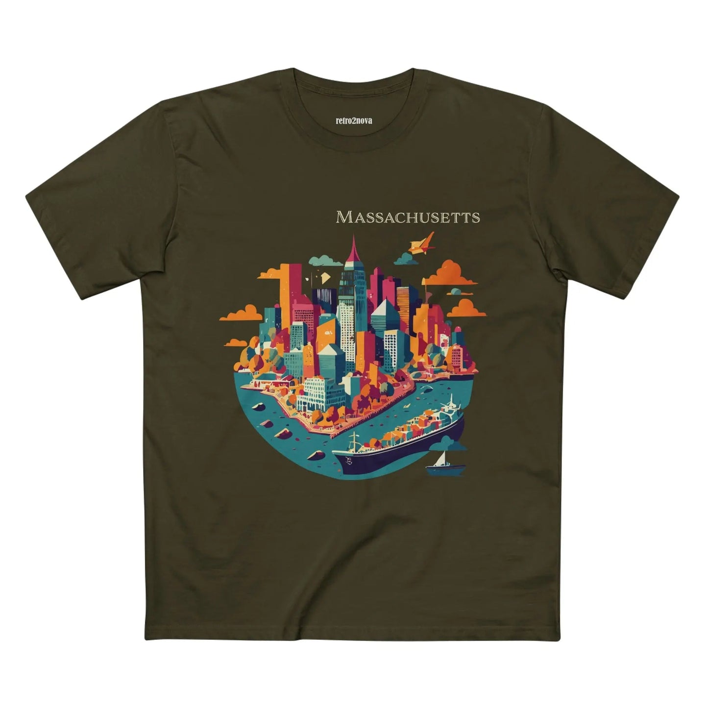 Massachusetts State Shirt Unisex Premium Cotton Art Tee With Original Design By Retro2Nova